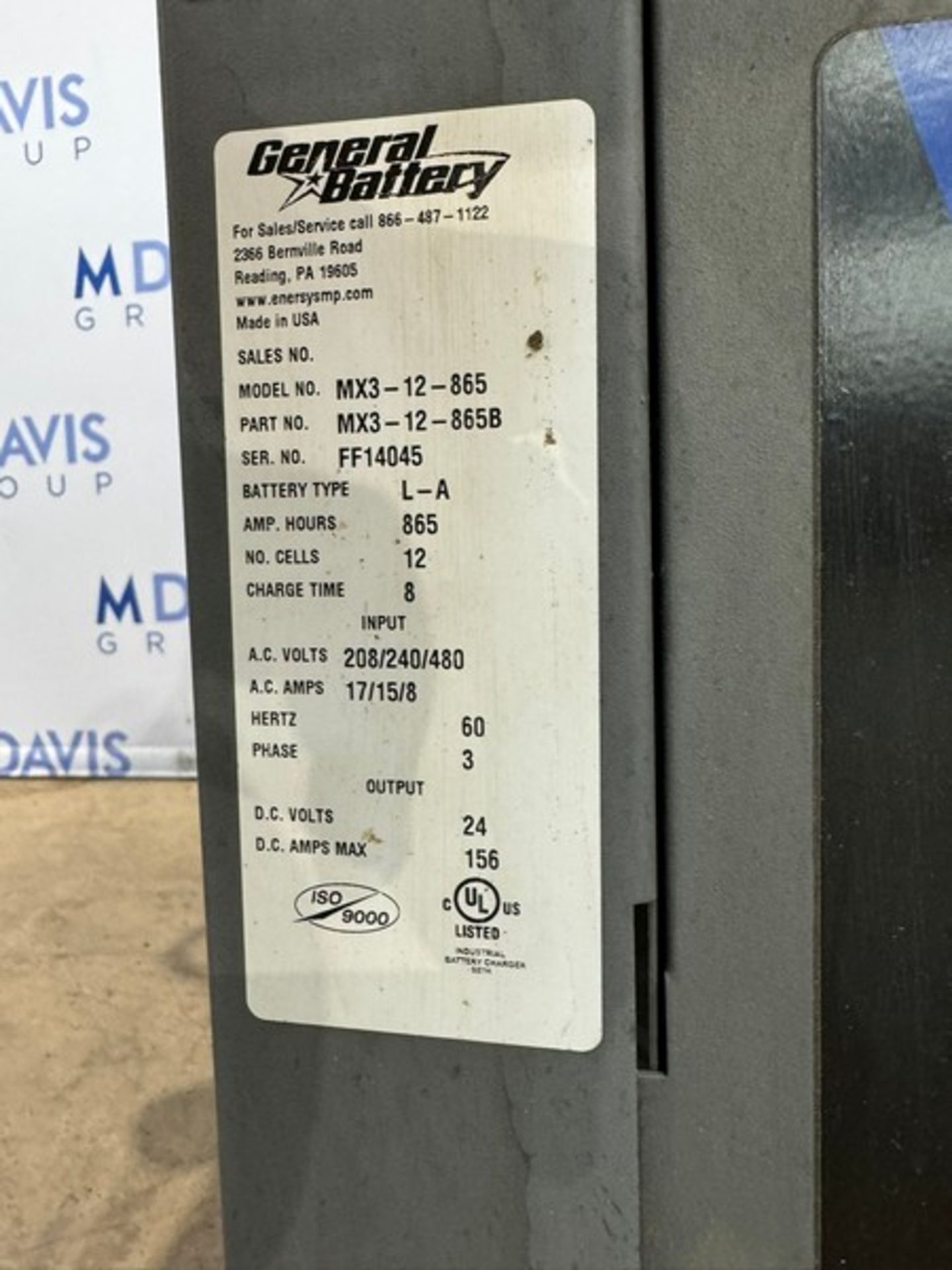 (1) The General Forklift Battery Charger, M/N MX3-12-865, S/N FF14045, with Red Connection (1) - Bild 5 aus 15