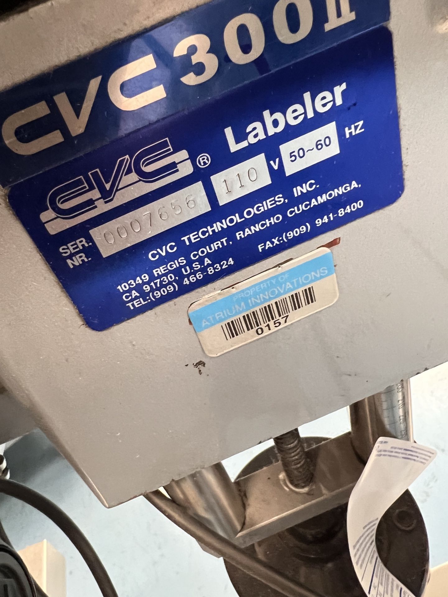 CVC ROLL FED PRESSURE SENSITIVE LABELER, MODEL C300II, S/N 0007656, 110 V - Image 10 of 14