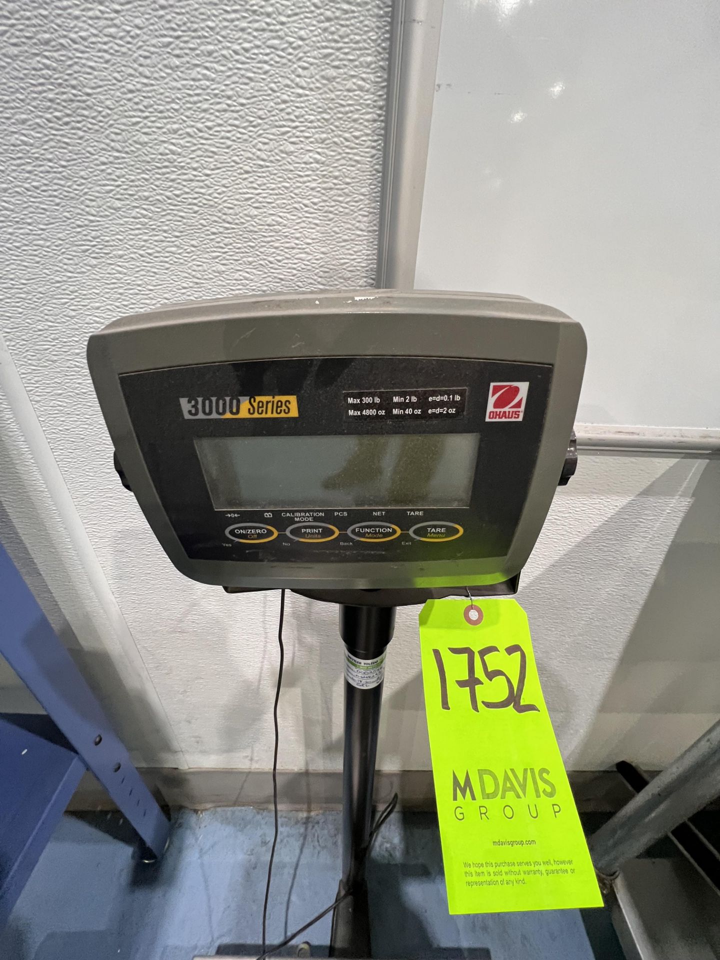 OHAUS  S/S COUNTERTOP SCALE, MODEL D150BL, WITH 3000 SERIES DIGITAL READOUT - Image 2 of 12
