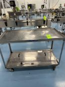 STAINLESS STEEL PUSH CART WITH TOP AND BOTTOM SHELF