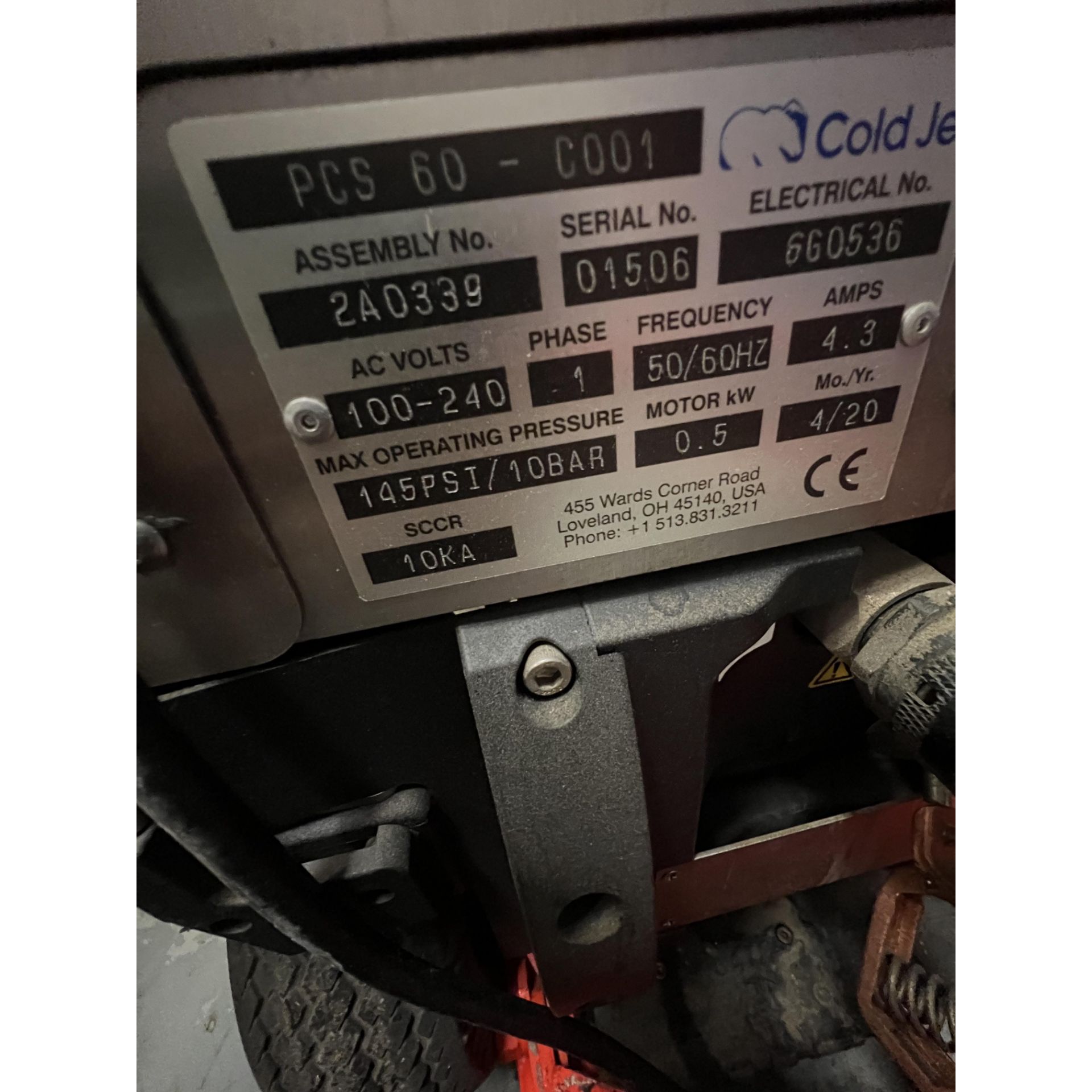 2020 COLD JET DRY ICE BLASTING MACHINE MODEL PCS 60 C001 S N 01506 2020 COLD JET DRY ICE BLASTING MACHINE MODEL PCS 60 C001 S N 01506