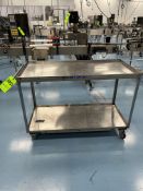STAINLESS STEEL PUSH CART WITH UPPER AND BOTTOM SHELF