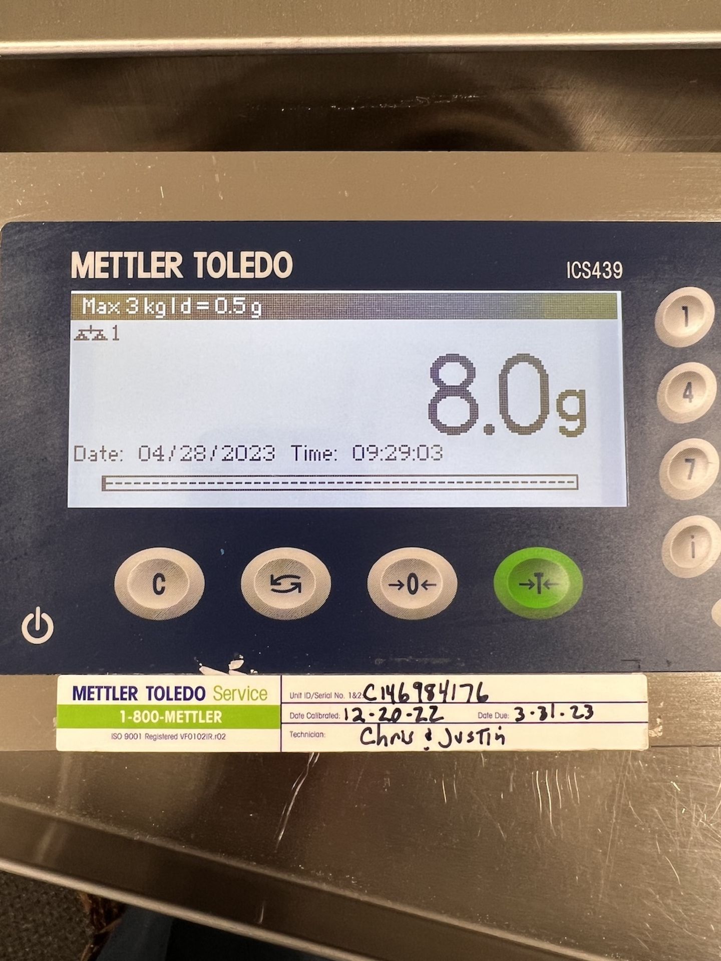 METTLER TOLEDO S/S TABLETOP PLATFORM SCALE, MODEL ICS4X9-1, S/N C146984176, APPROX. 12 IN. X 9-1/2 - Image 2 of 9