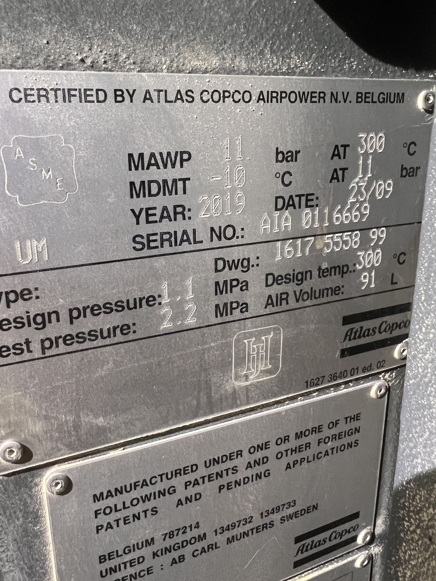 2019 ATLAS COPCO AIR COMPRESSOR, MODEL ZT90VSD-FF, S/N AIA 0116669, APPROX. 17,404 HOURS, IMD 260 - Image 22 of 26
