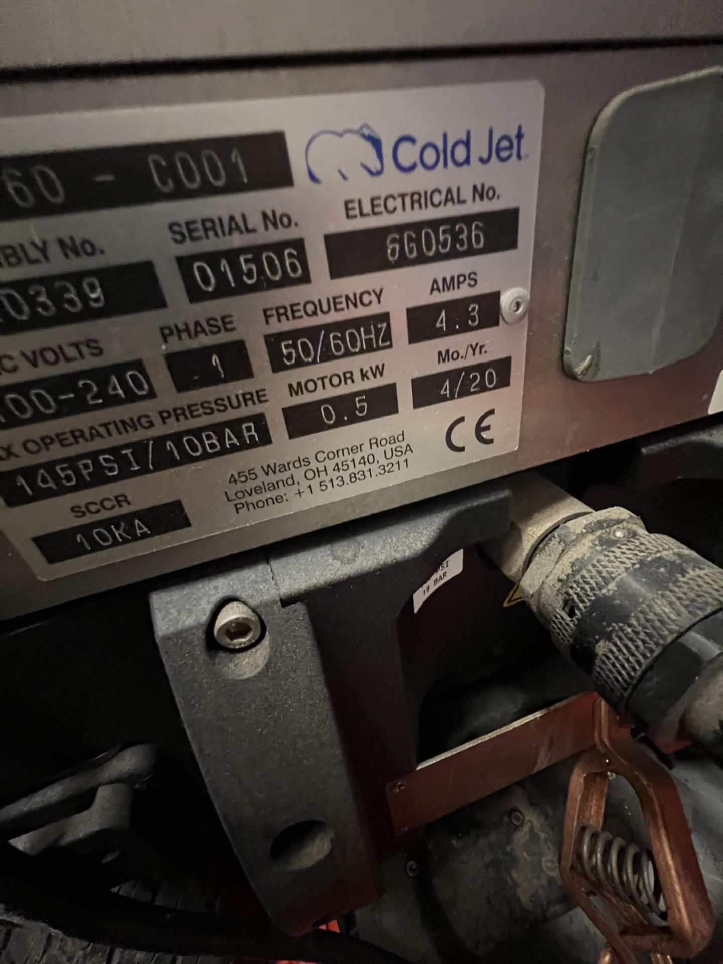 2020 COLD JET DRY ICE BLASTING MACHINE, MODEL PCS 60 - C001, S/N 01506, 100 - 240 V, 1 PHASE - Image 8 of 9
