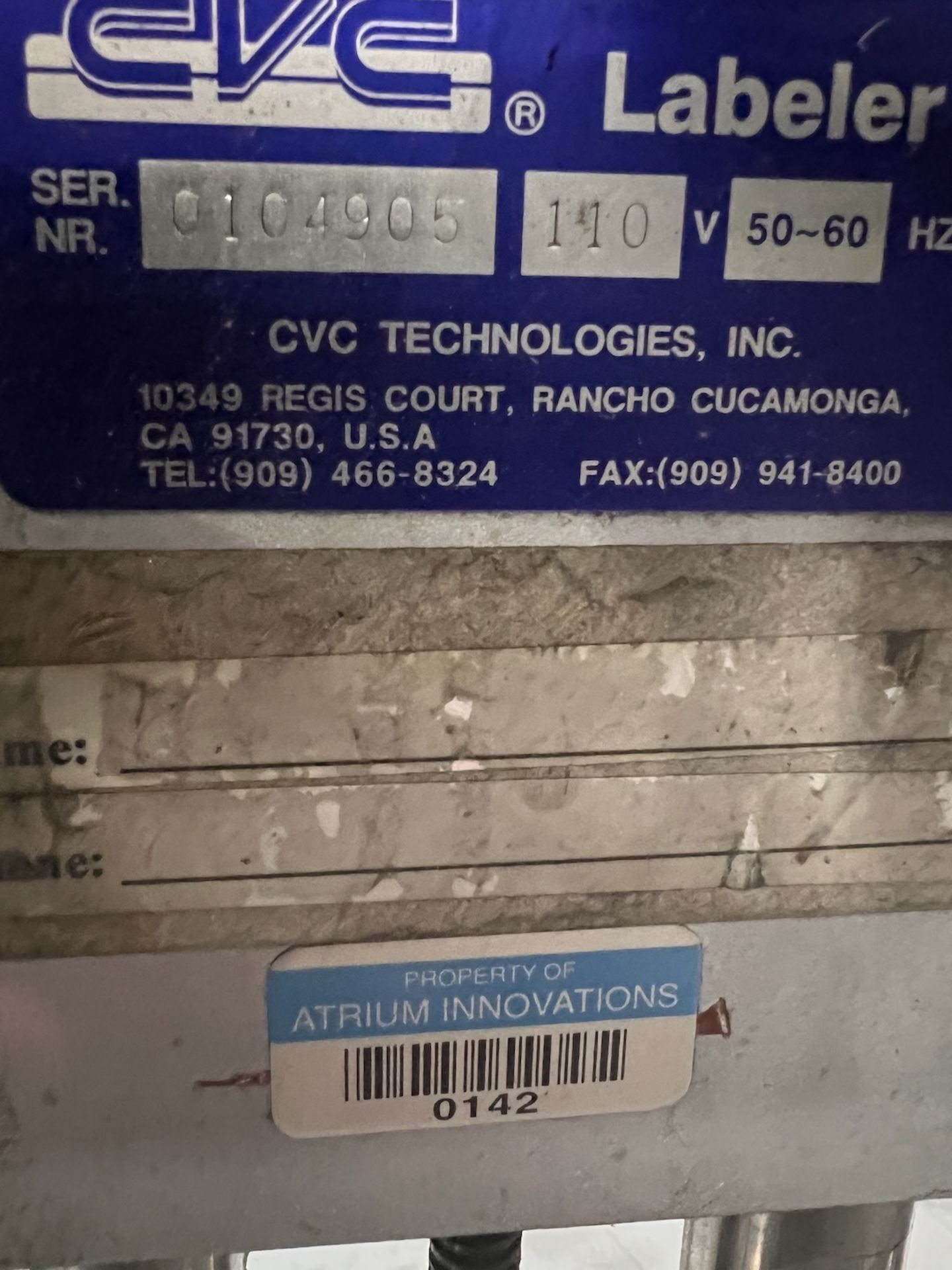 CVC ROLL FED PRESSURE SENSITIVE WRAP-AROUND LABELER, MODEL CVC 300-U1, S/N 0104905, INCLUDES - Image 14 of 18