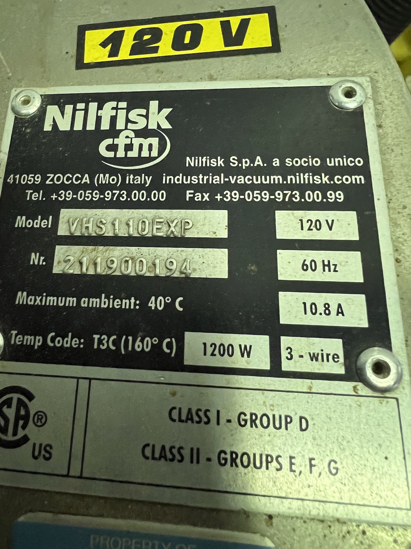 NILFISK S/S VACUUM, MODEL VHS110EXP, S/N 211900194, 120 V - Image 2 of 5