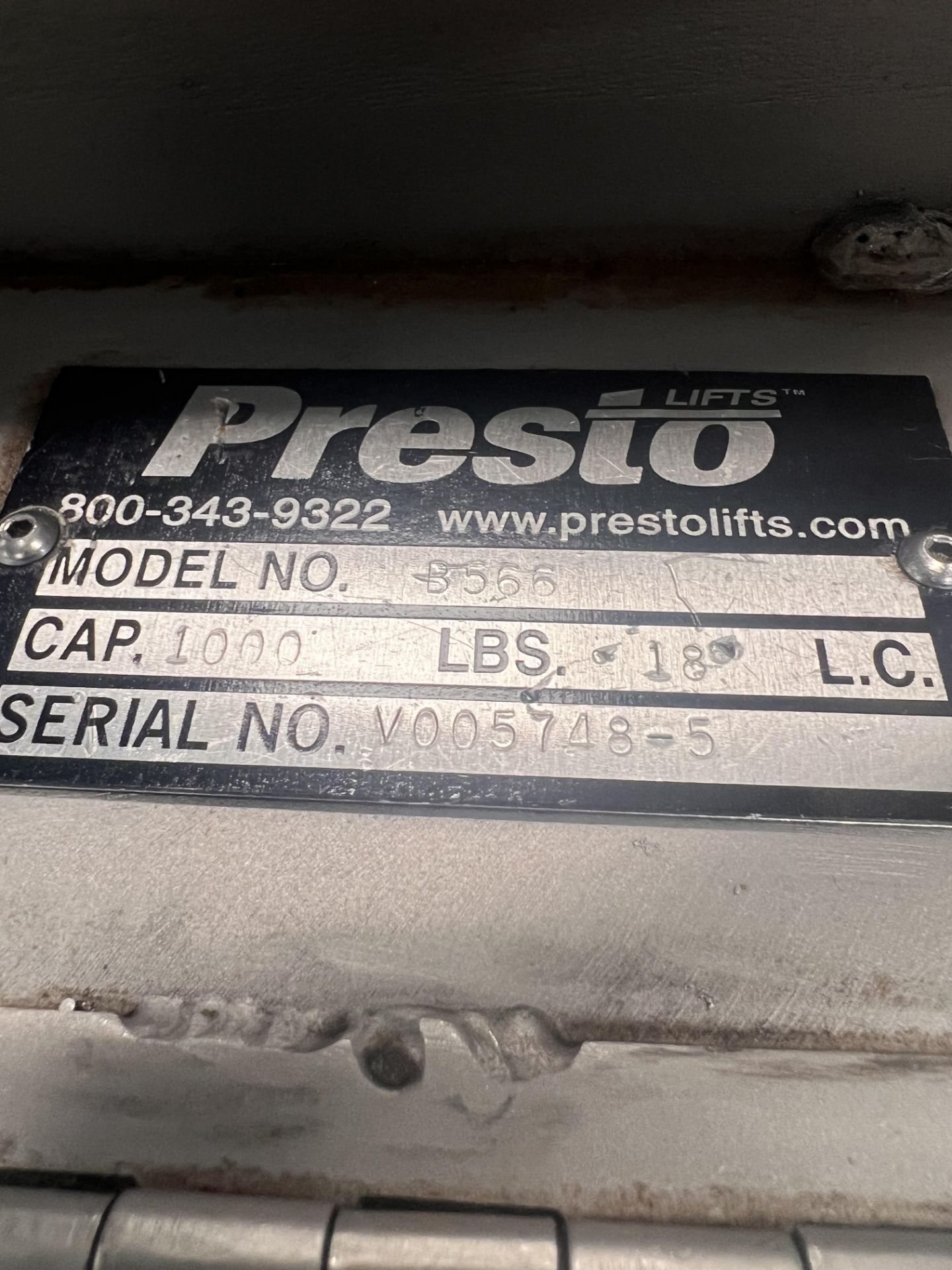 PRESTO LIFTS S/S STACKER, MODEL B566, S/N V005748-5, 1,000 LB CAPACITY(112 Technology Dr., - Image 6 of 13