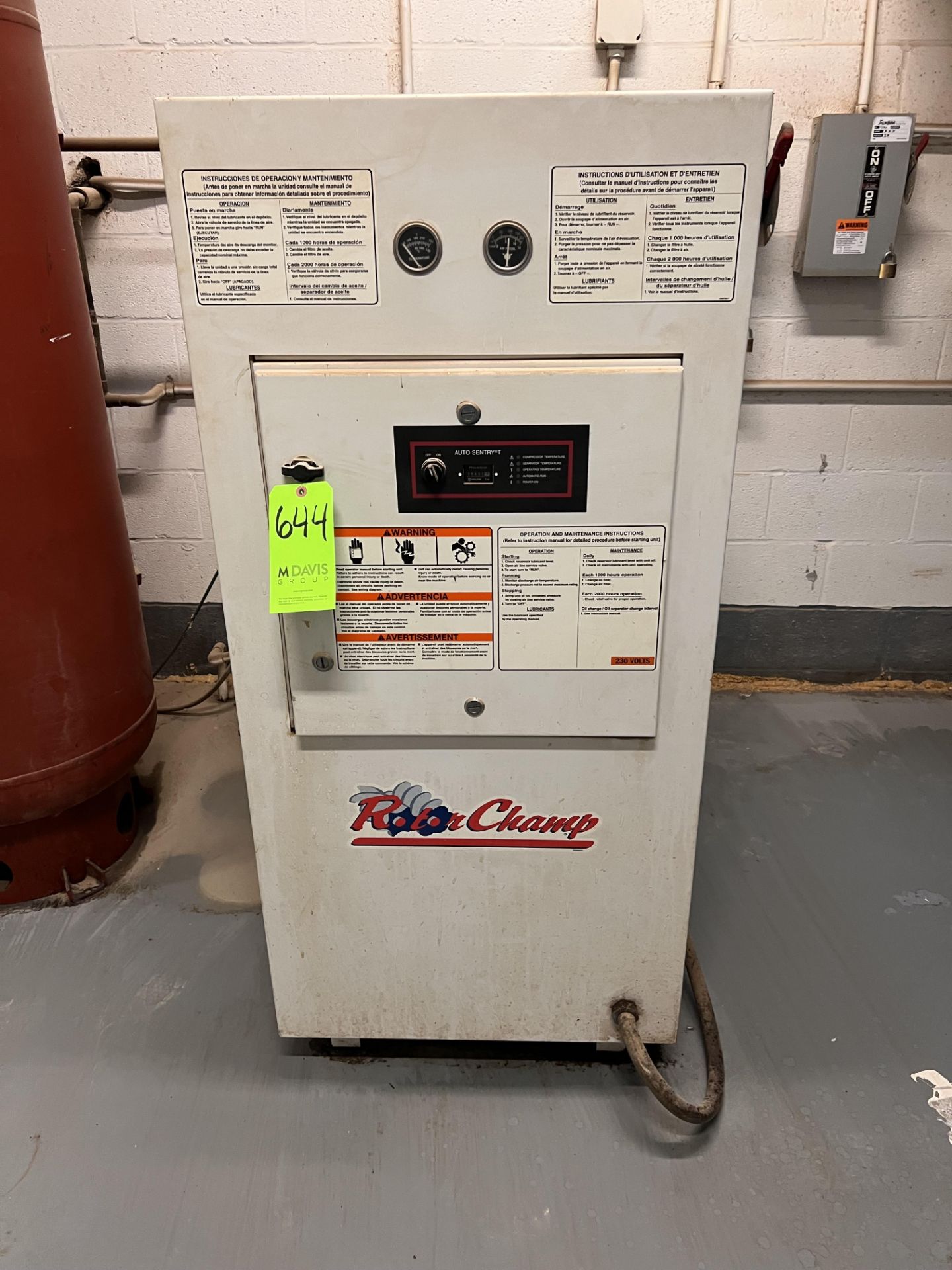 GARDNER DENVER AIR COMPRESSOR, MODEL EFB99G02, S/N S1898828