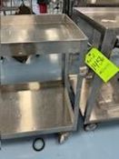 (2) STAINLESS STEEL PUSH CARTS WITH UPPER AND LOWER SHELF