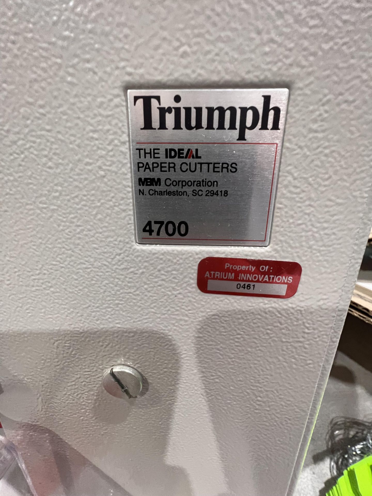 TRIUMPH MANUAL PAPER CUTTER, MODEL 4700 (NEW COST ESTIMATED AT $3,990.00) - Image 2 of 3