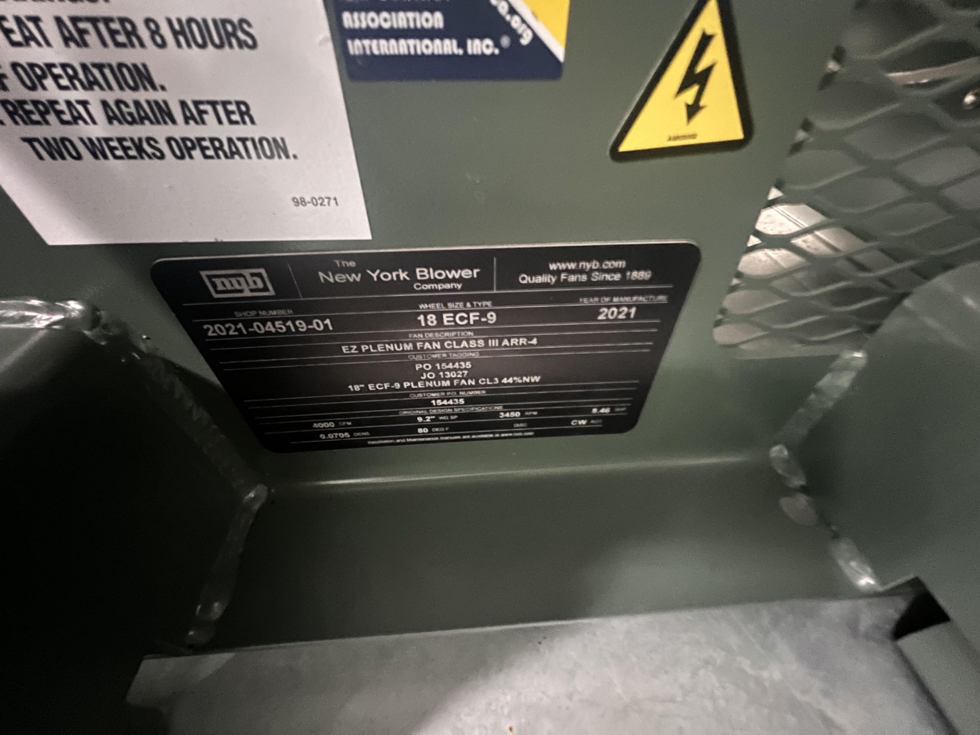 CLIMATE BY DESIGN AIR HANDLING UNIT, MODEL AHU-2E, S/N024632-001-001, 460 V, PREVIOUSLY OPERATING IN - Image 12 of 20