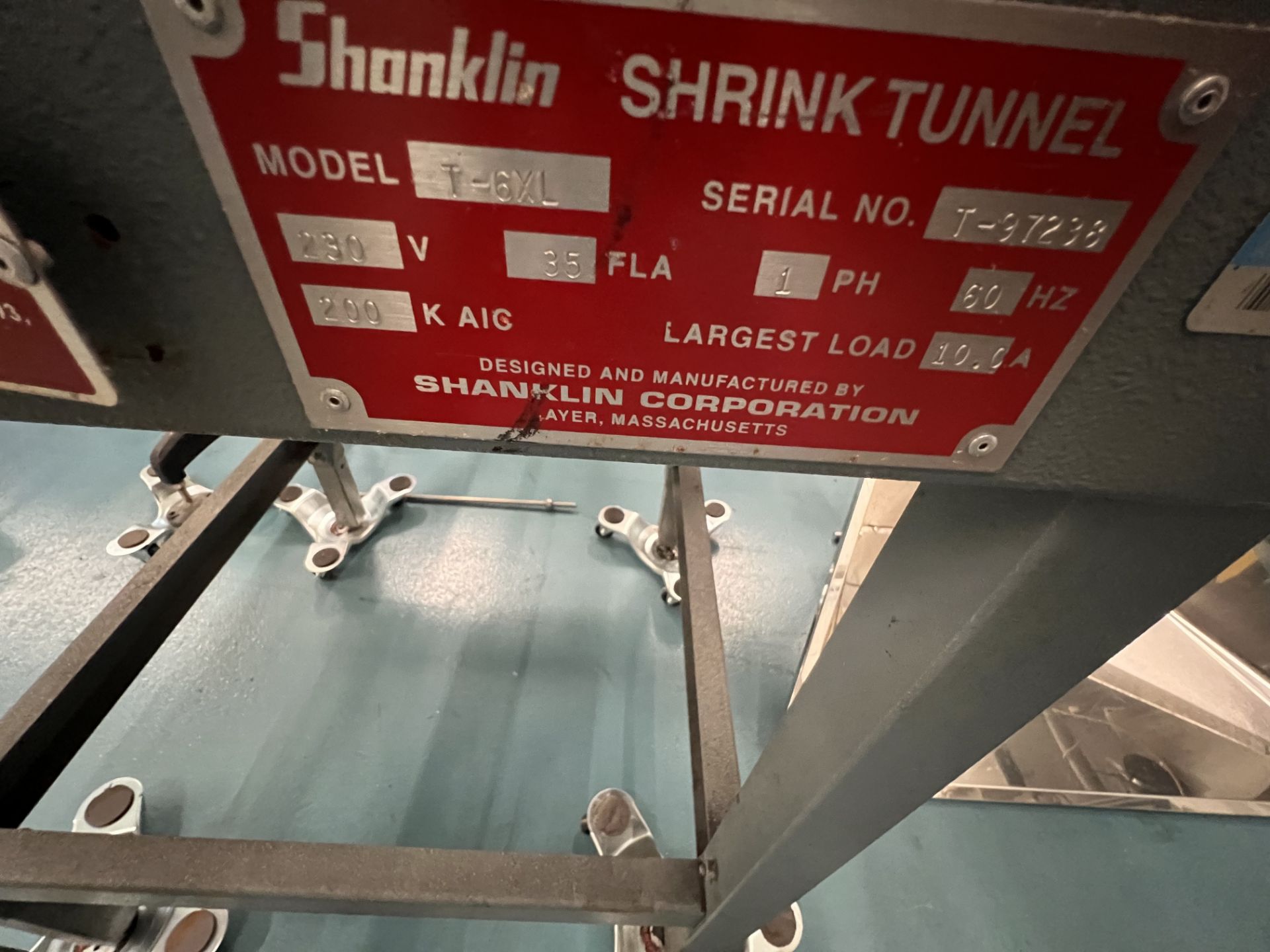 SHANKLIN HEAT SHRINK TUNNEL, MODEL T-6XL, S/N T-97238, SINGLE PHASE - Image 3 of 7