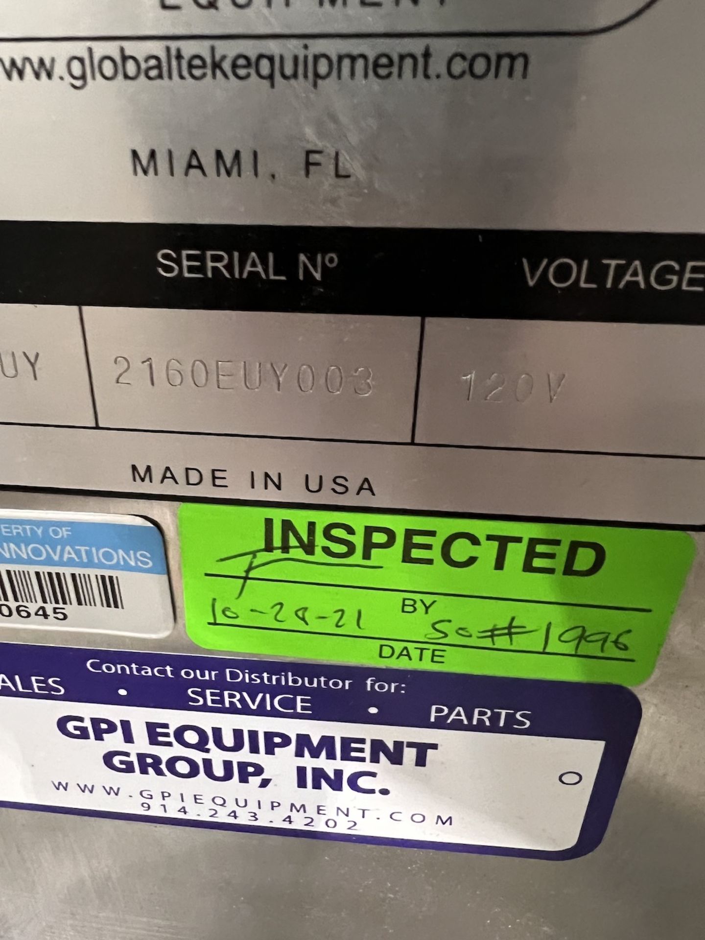 GLOBALTEK APPROX. 60 IN. S/S ROTARY ACCUMULATION TABLE, MODEL ROT-60EUY, S/N 2160EUY003, BODINE - Image 8 of 13