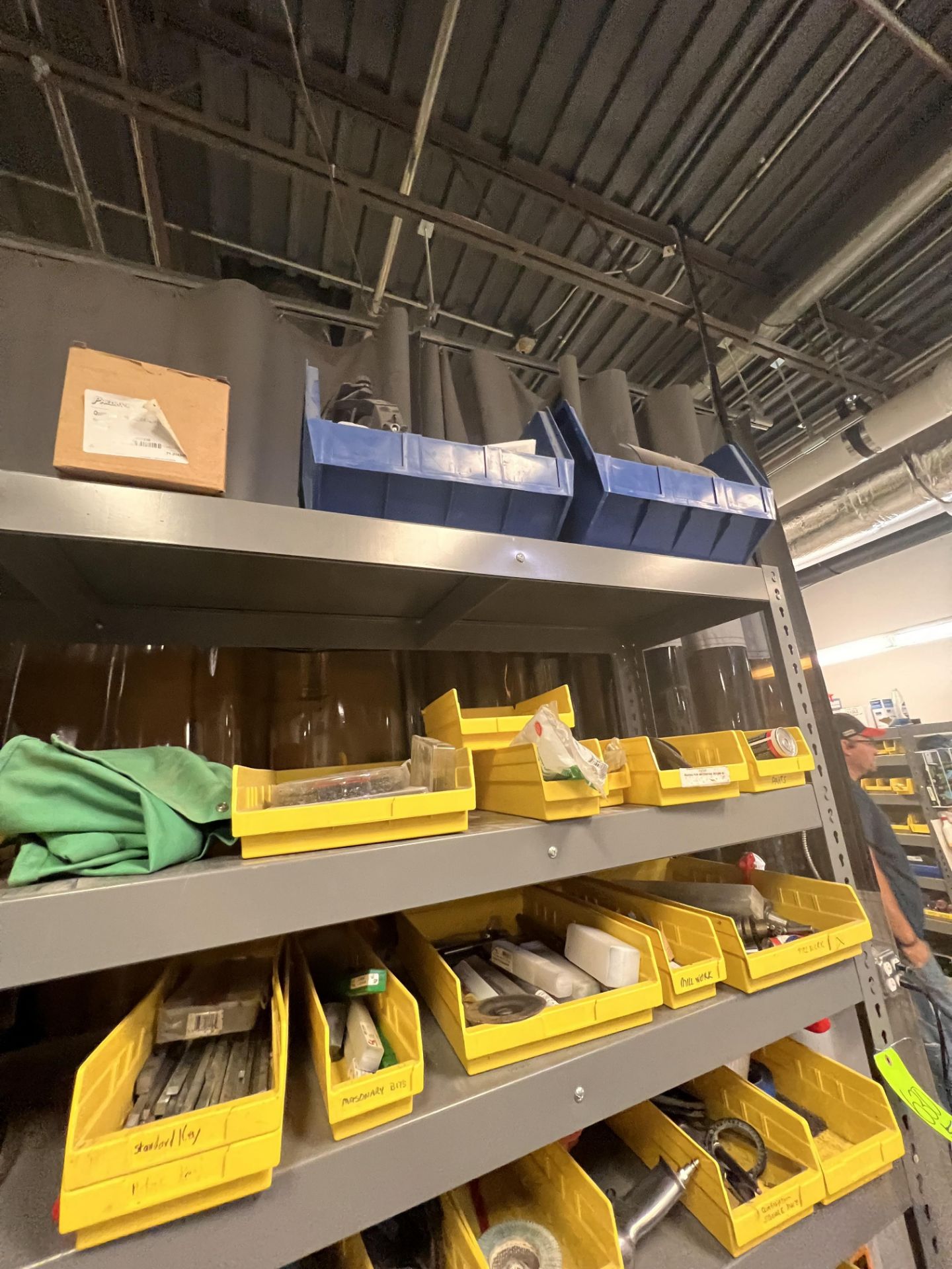 ASSORTED TOOLS AND HARDWARE ON RACK, INCLUDES DRILL BITS, WELDING HARDWARE, TAPS, DIES, GRINDING - Image 35 of 35