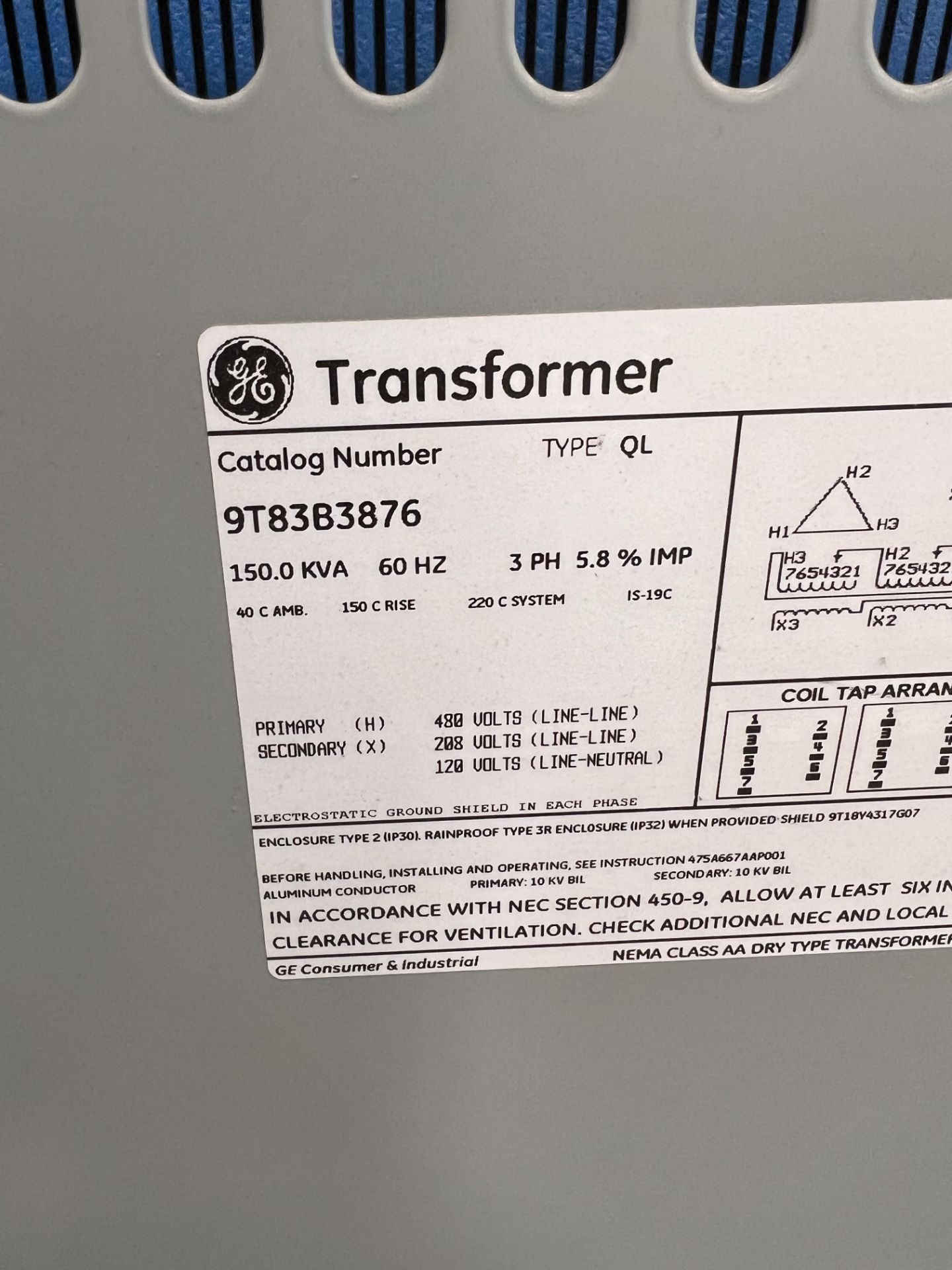 GE ELECTRIC TRANSFORMER - Image 2 of 7
