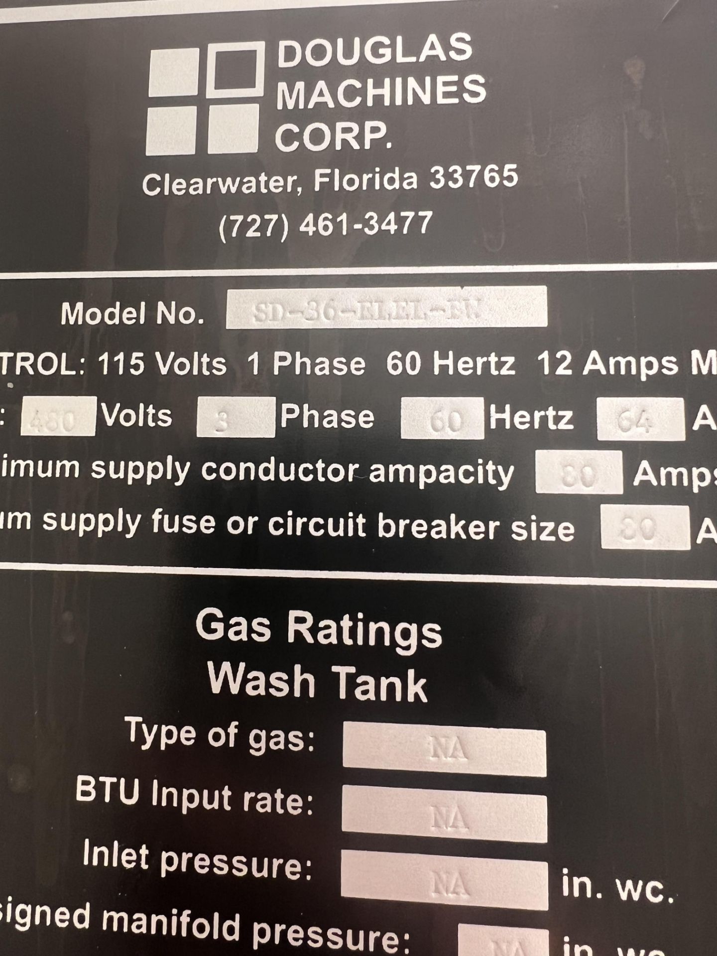 DOUGLAS MACHINE CORP S/S INDUSTRIAL WARE / PAN WASHER, MODEL SD-36-ELEL-BW - Image 3 of 9