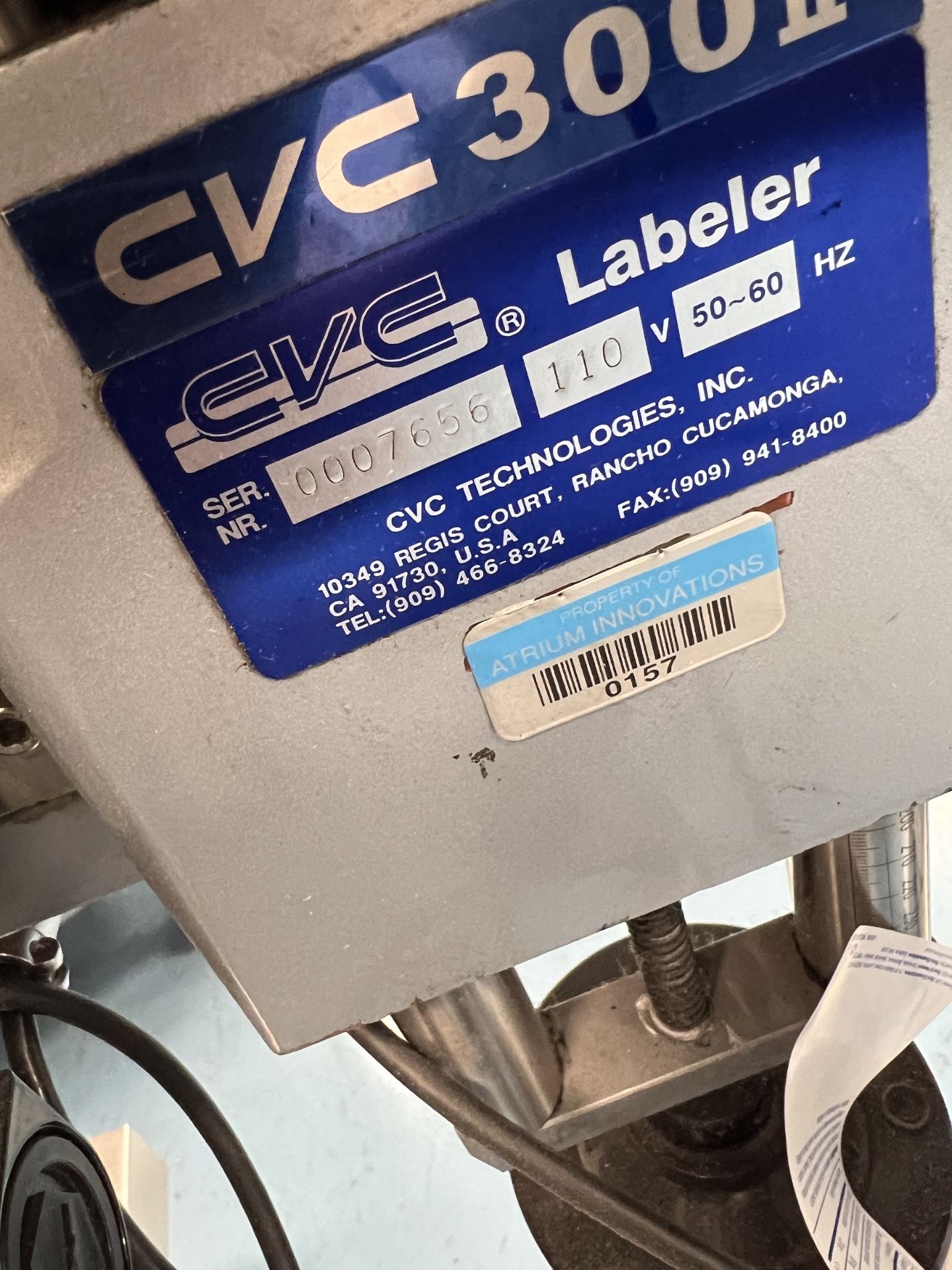 CVC ROLL FED PRESSURE SENSITIVE LABELER, MODEL C300II, S/N 0007656, 110 V - Image 9 of 14