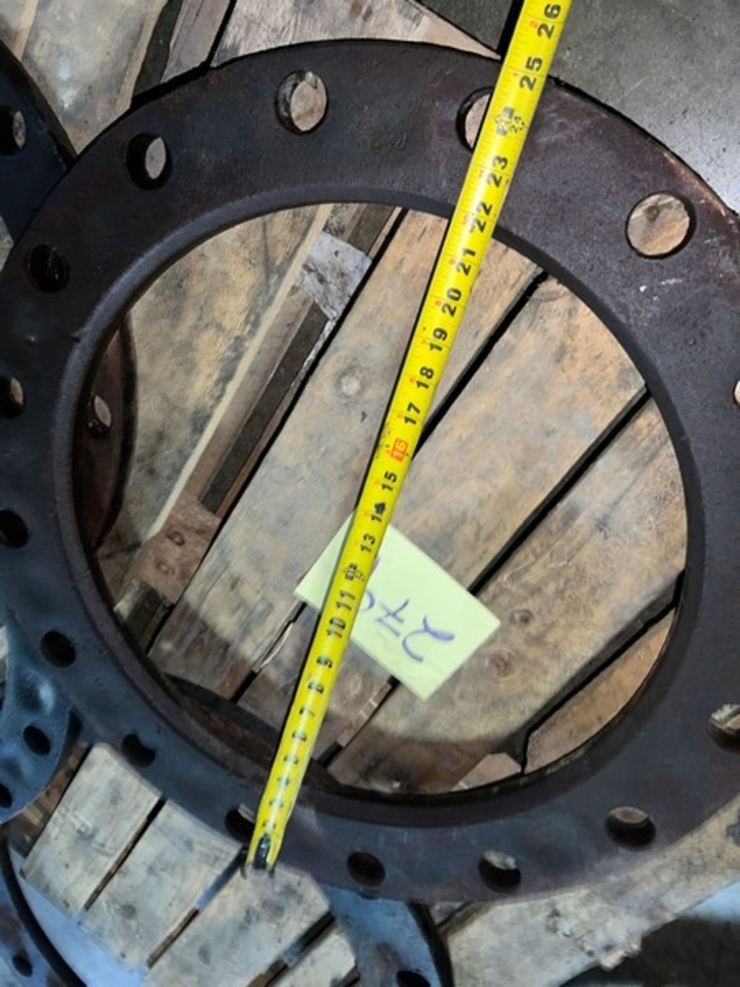 One Lot 4 Iron Pipe Flanges 27.5" OD, 20" ID, 12 Bolt Holes (RIGGING INCLDED WITH SALE PRICE) -- - Image 2 of 5