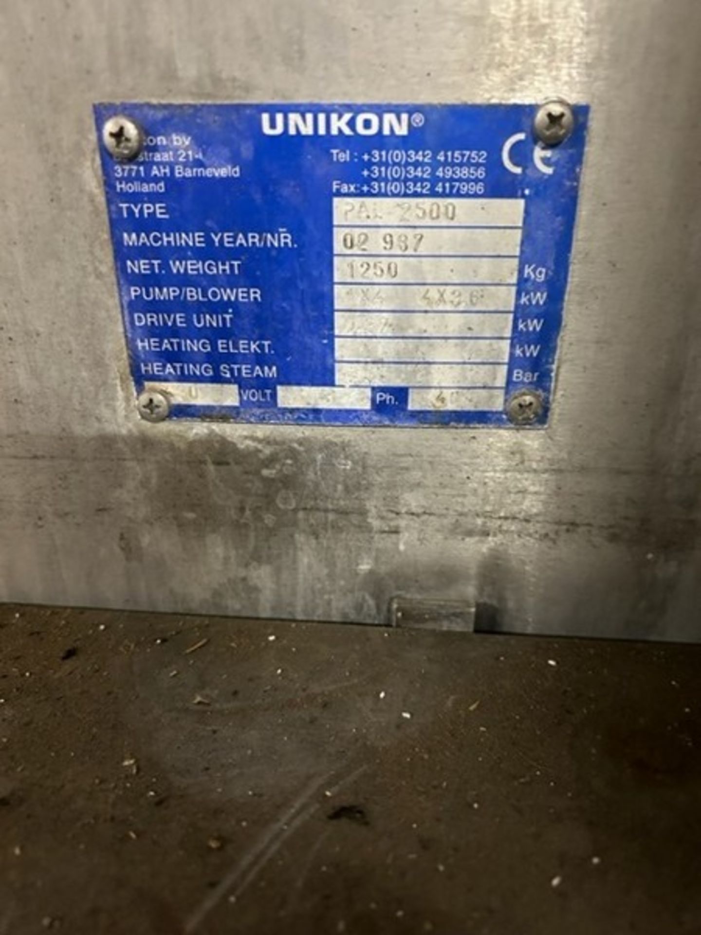 Unikon S/S Pallet Washer, Type PAL2500, Machine Yr/Nr. 02 937 (Loading Fee $1,250 USD) (Located - Image 3 of 3