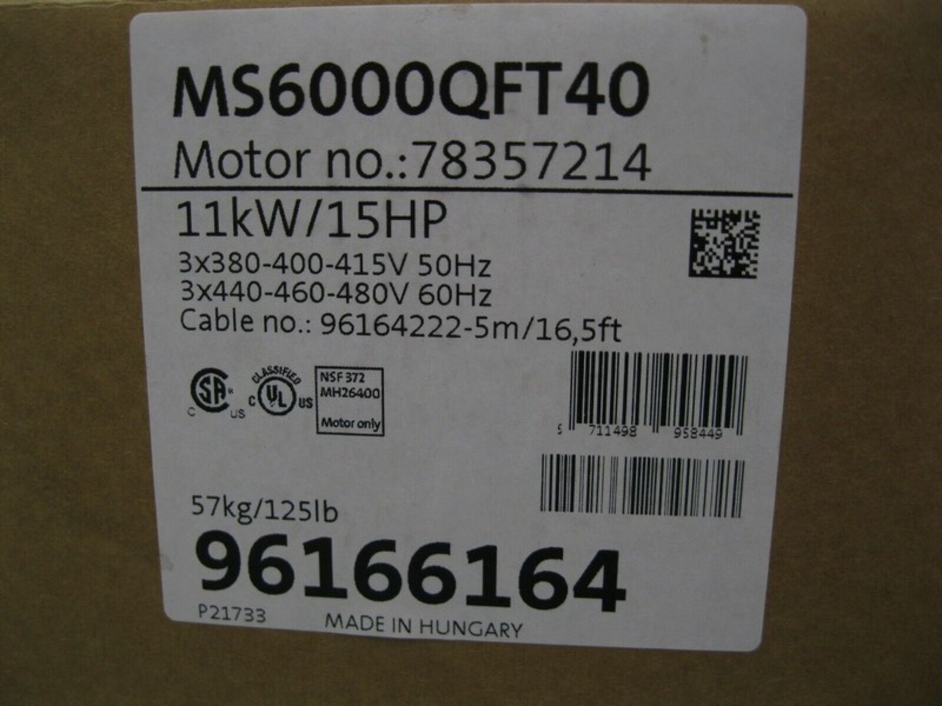 Grundfos MS6000 Submersible Motor 78357214 15 HP NEW P7 (NOTE: Packing and Palletizing Can Be - Image 2 of 4