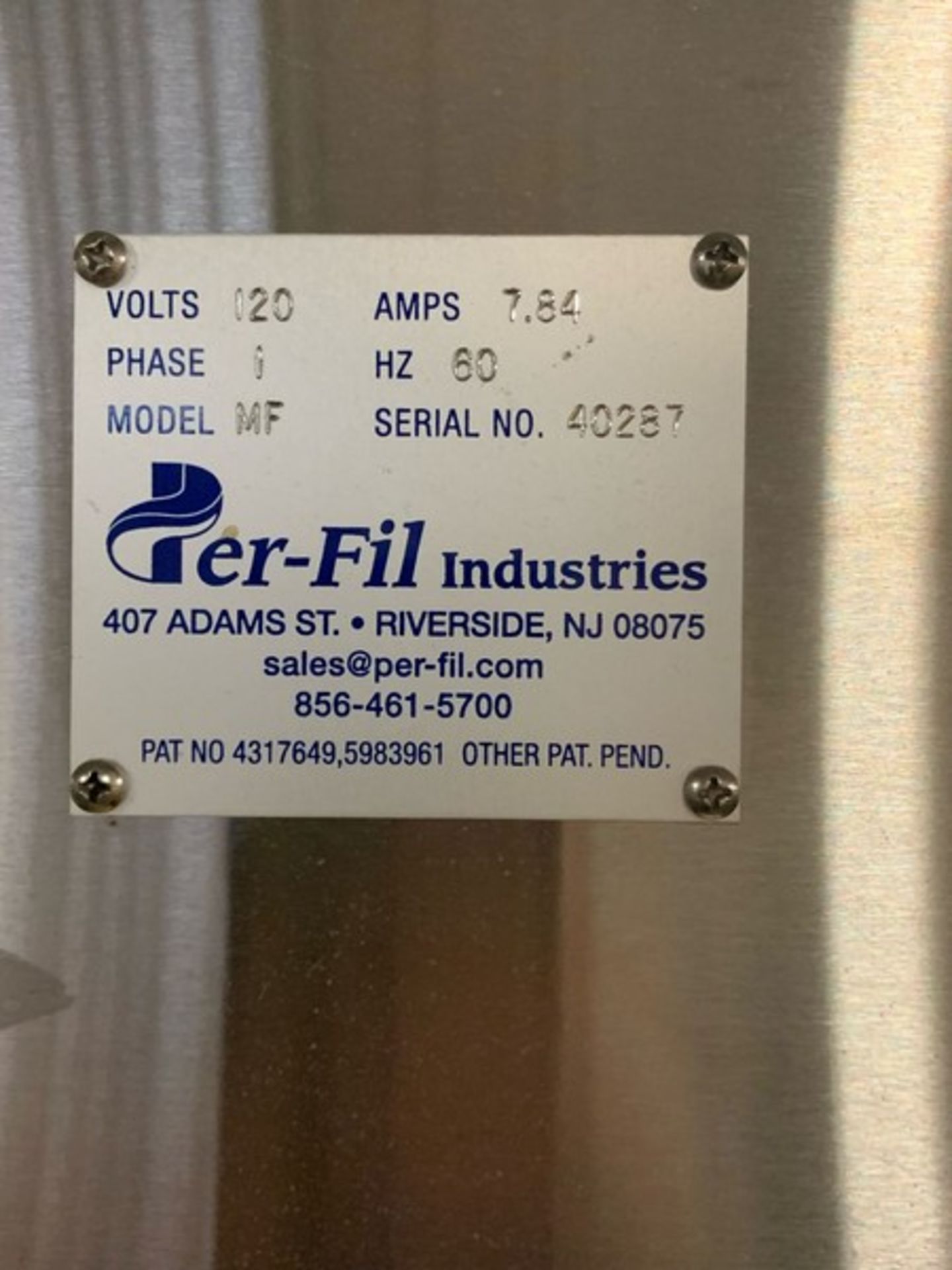 PerFil Semi-Automatic Powder Filler. Model MF, Serial: 40287, 120 Volts, 1 Phase, 60 Hz. As shown in - Image 6 of 6
