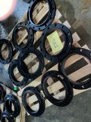 One Lot 4 Cast Iron Pipe Flanges 15" OD, 8.75" ID, 12 Bolt Holes, 1" thickness, 2" bore depth (