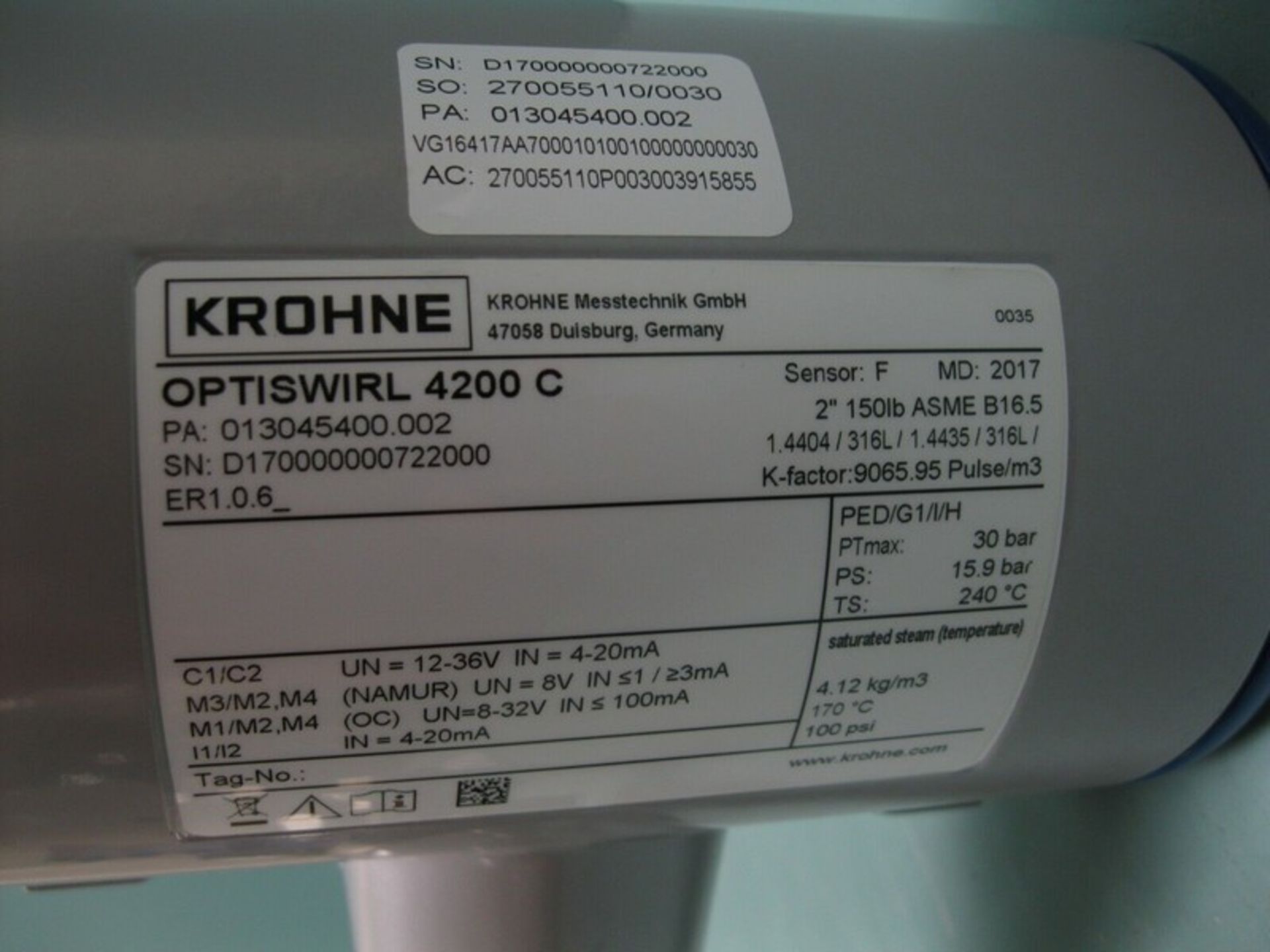 2" 150# Krohne Optiswirl 4200 C Vortex Flowmeter HART NEW (NOTE: Packing and Palletizing Can Be - Image 6 of 6