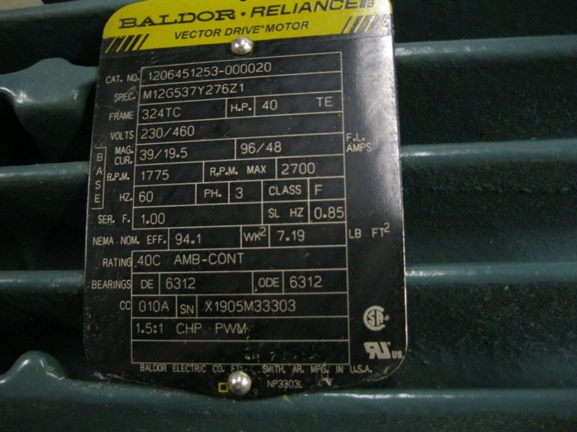 Baldor Vector Drive 1206451253-000020 40 HP Motor 230/460V NEW (NOTE: Packing and Palletizing Can - Image 4 of 5