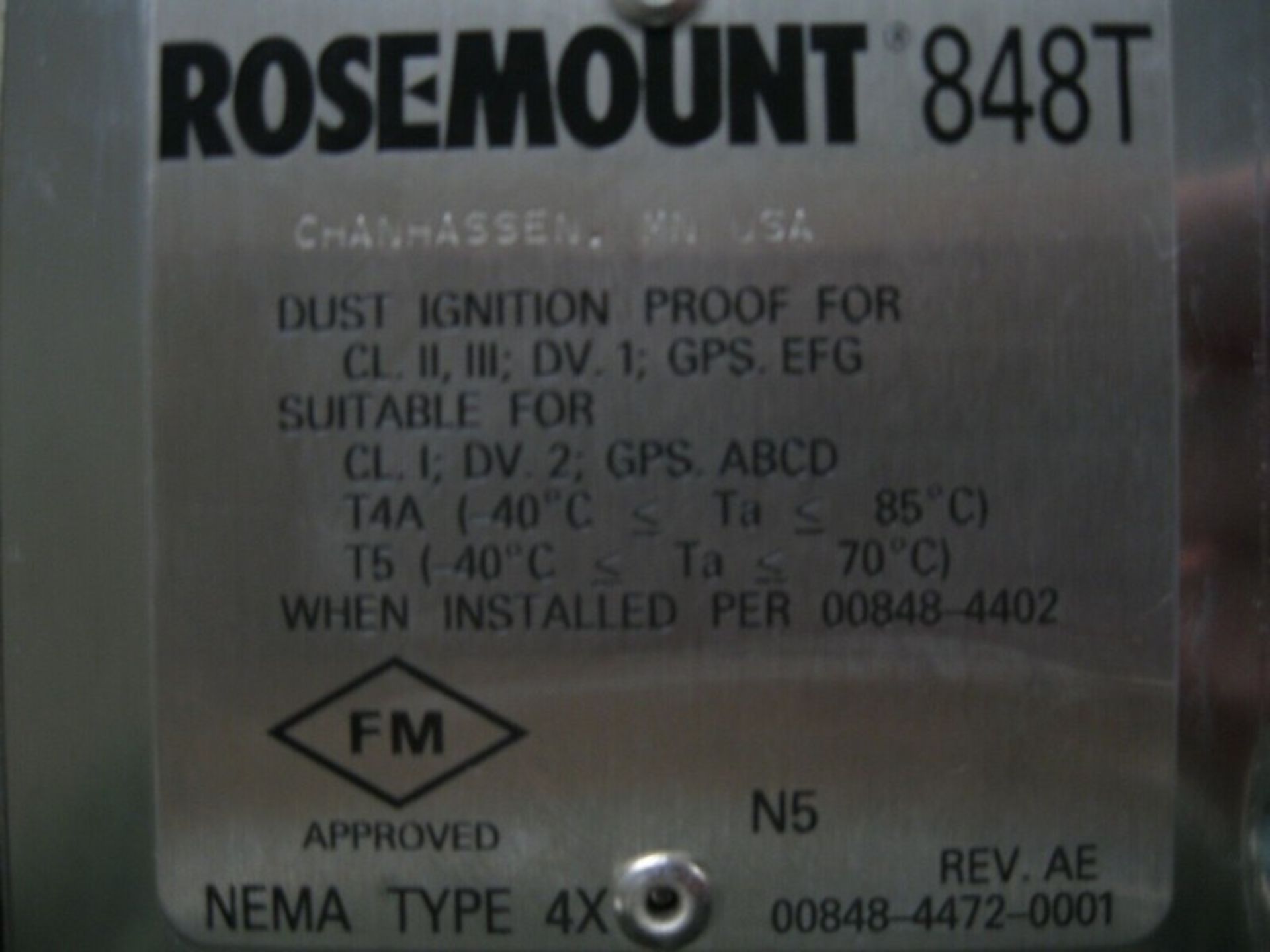 Rosemount 848 Series Temperature Transmitter SS Enclosure (NOTE: Packing and Palletizing Can Be - Image 5 of 5
