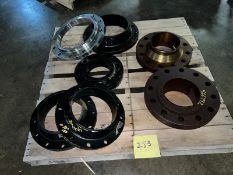 One Lot 7 Assorted Iron Pipe Flanges (RIGGING INCLDED WITH SALE PRICE) --Loading Fee $55.00***