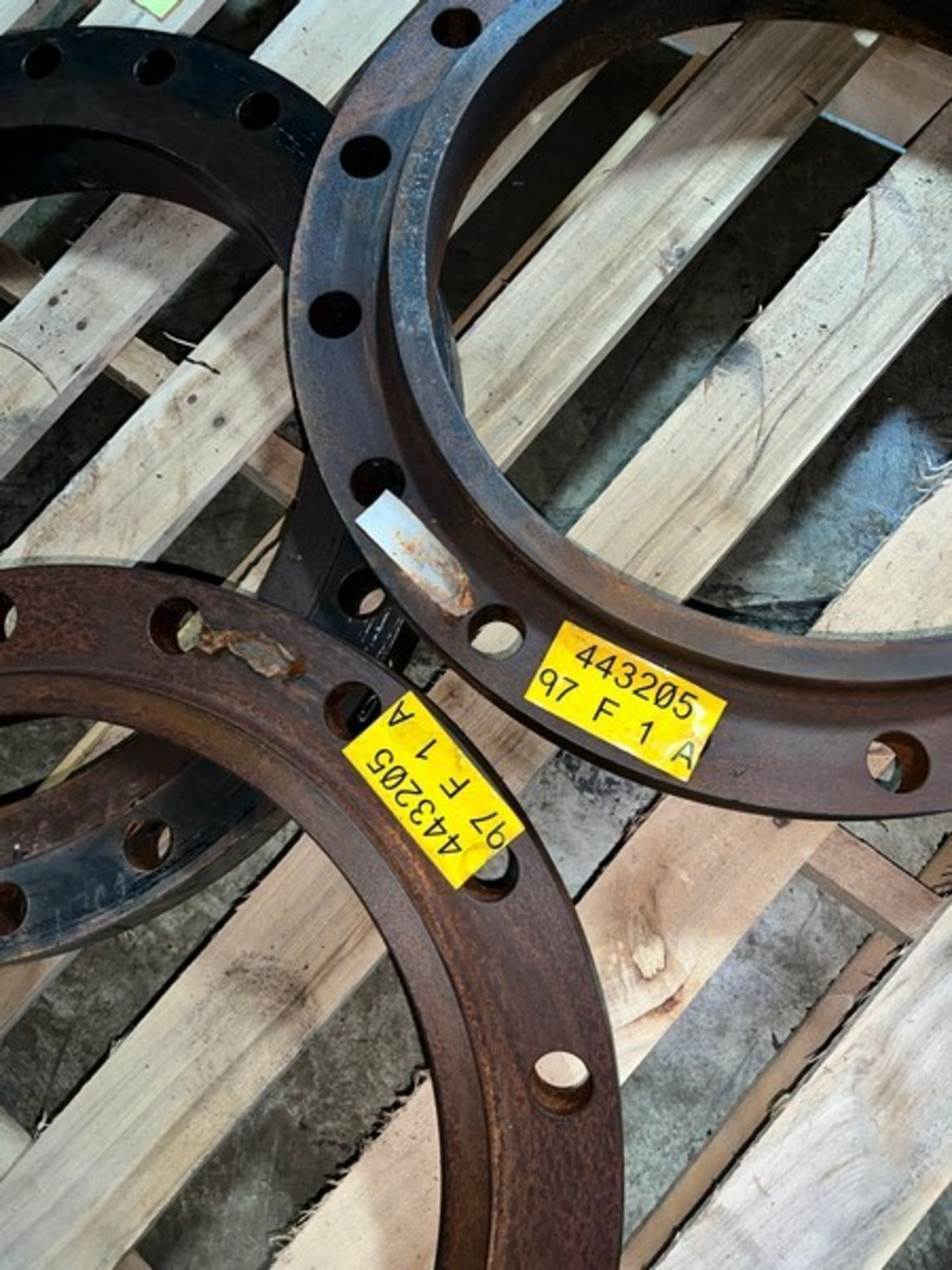 One Lot 3 Iron Pipe Flanges 25" OD, 18" ID, 12 Bolt Holes (RIGGING INCLDED WITH SALE PRICE) -- - Image 8 of 8