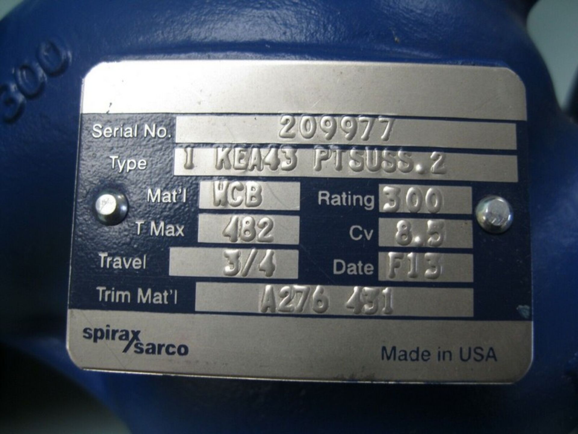 1" 300# Spirax Sarco KEA43 Spira-Trol WCB Control Valve PN9320E (NOTE: Packing and Palletizing Can - Image 5 of 5