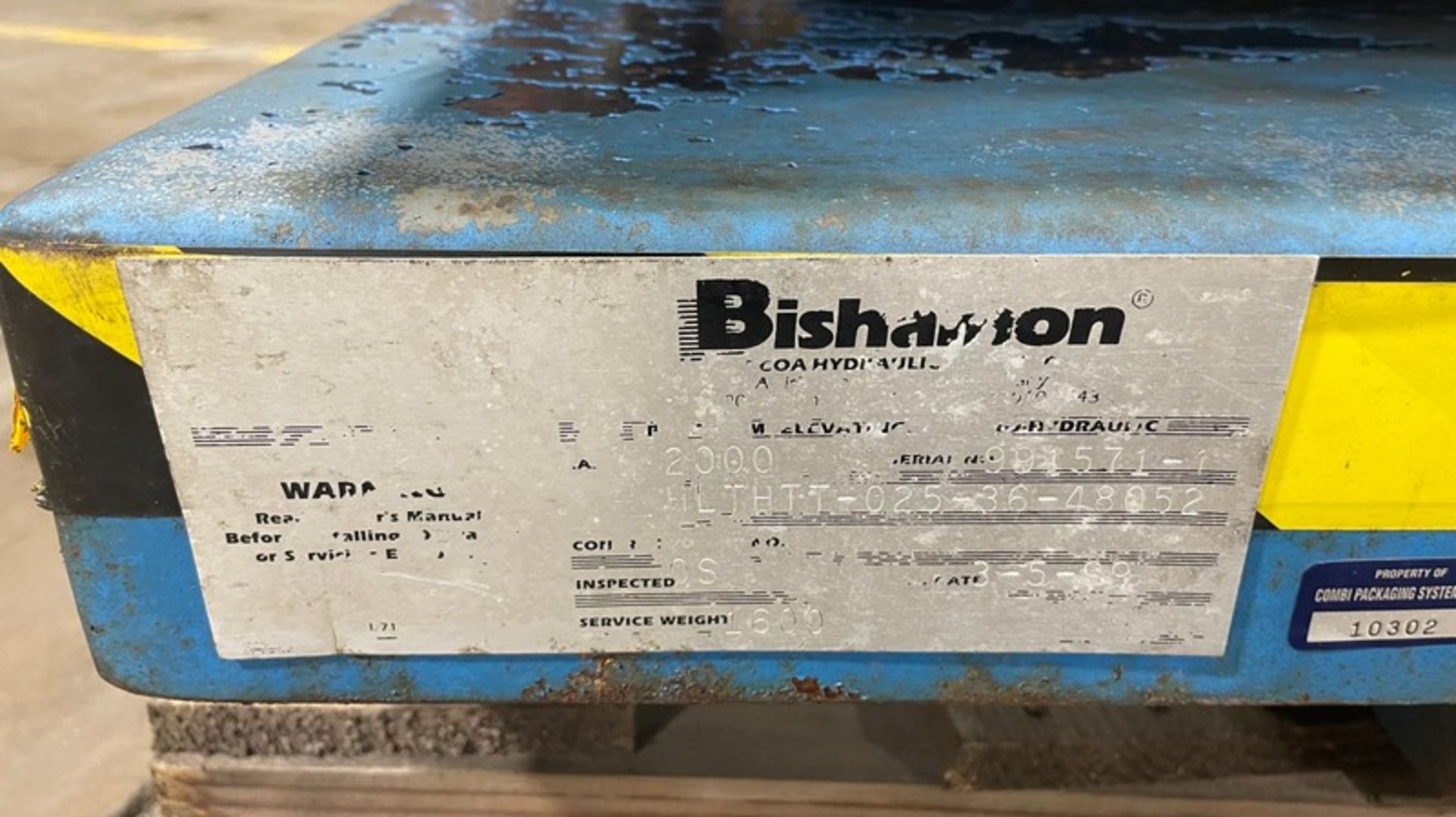 Bishamon 2,000 lb. Capacity Tilting Hydraulic Scissorlift Table Pallet Positioner, Model 2000, S/N - Image 4 of 5