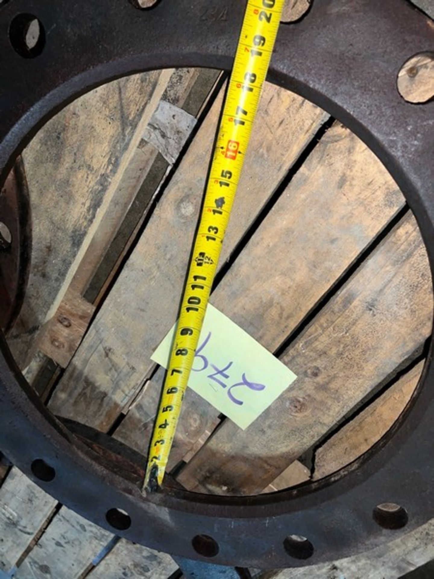 One Lot 4 Iron Pipe Flanges 27.5" OD, 20" ID, 12 Bolt Holes (RIGGING INCLDED WITH SALE PRICE) -- - Image 3 of 5