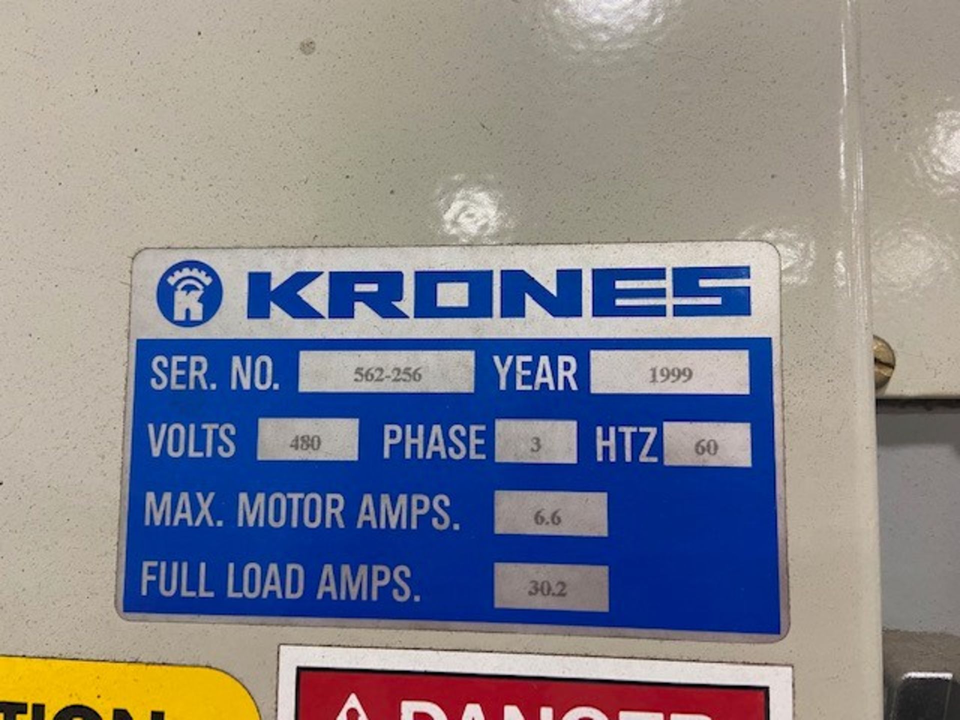Krones VarioJet Rinser, S/N 562-256, 480 Volts, 3 Phase, with Double Door Control Cabinet, with - Image 21 of 21