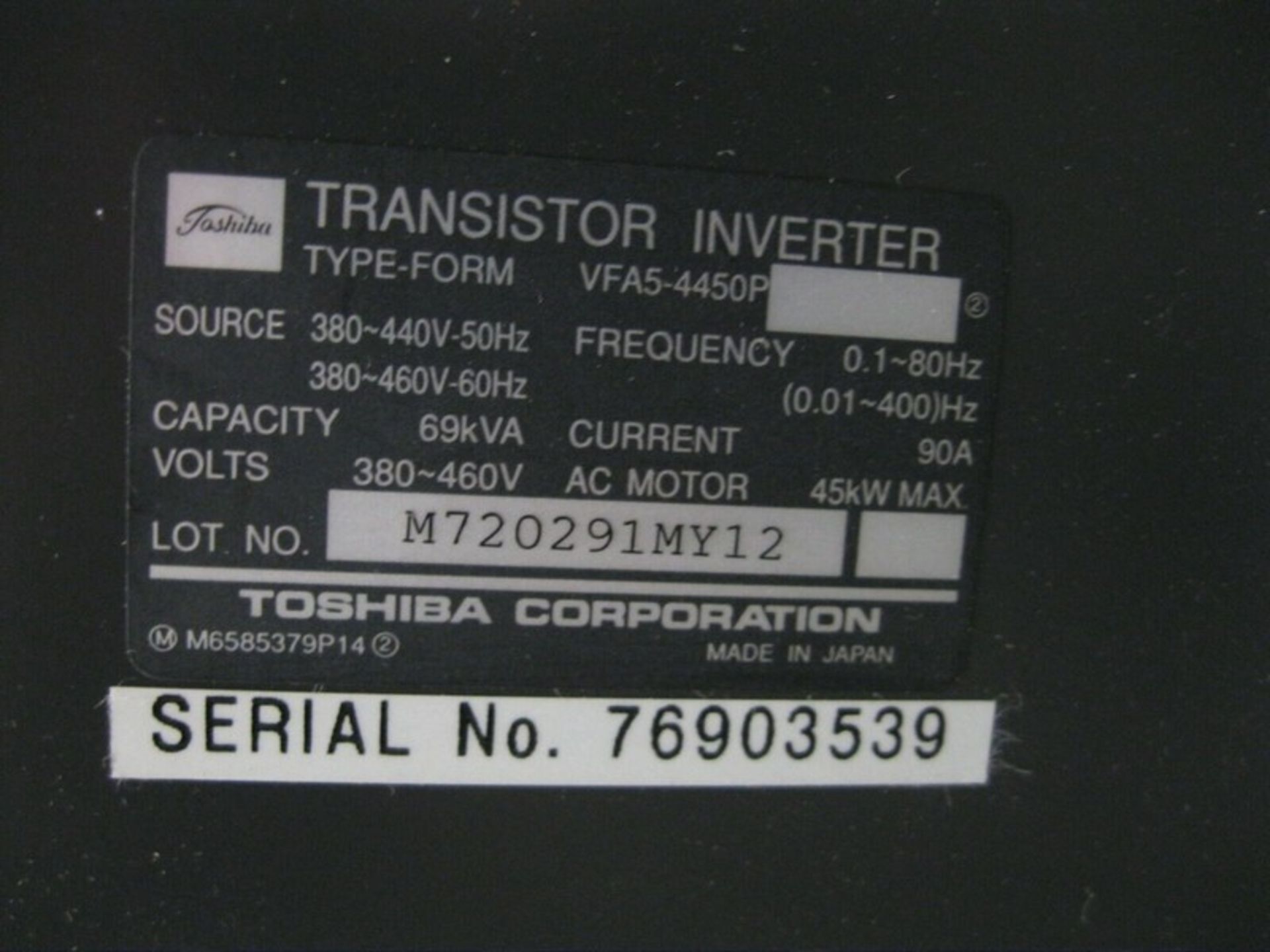 Toshiba Tosvert VFA5-4450P Transistor Inverter 45 kW (60 HP) NEW (NOTE: Packing and Palletizing Can - Image 7 of 7