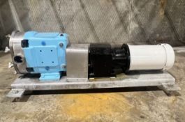 Waukesha 2.5 inch Positive Pump, Model 060, S/N 318403 02 with S/S Rotors, Powered by Baldor 5 hp