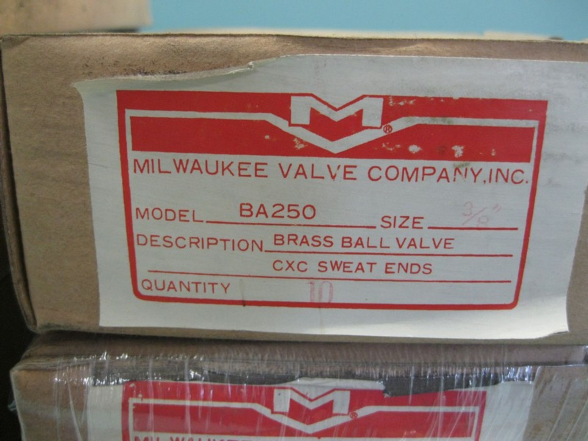 Lot (130) 3/8" Solder Milwaukee BA-250 400# WOG Brass Ball Valve NEW - Image 3 of 6