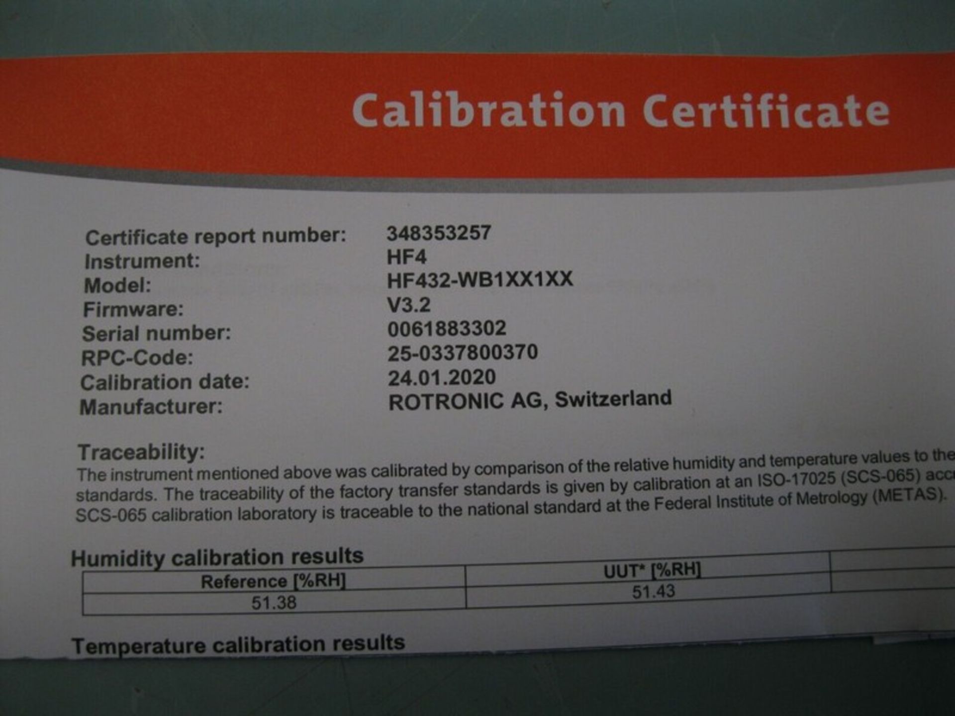 Rotronic HydroFlex5-Series HF434WB6XX1XX Digital Transmitter NEW - Image 4 of 5