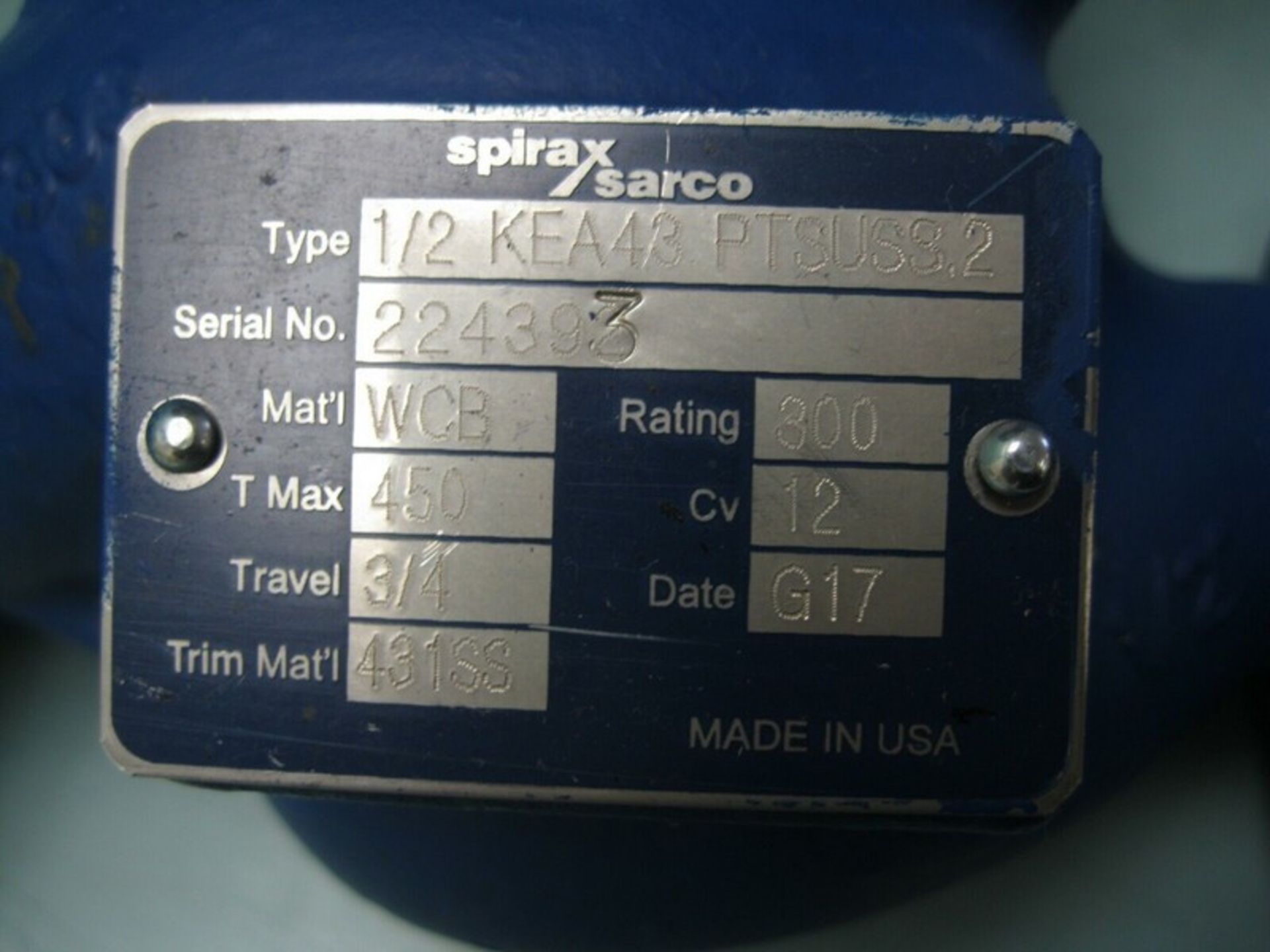 1/2" 300# Spirax Sarco KEA43 Spira-Trol WCB Control Valve NEW - Image 7 of 8