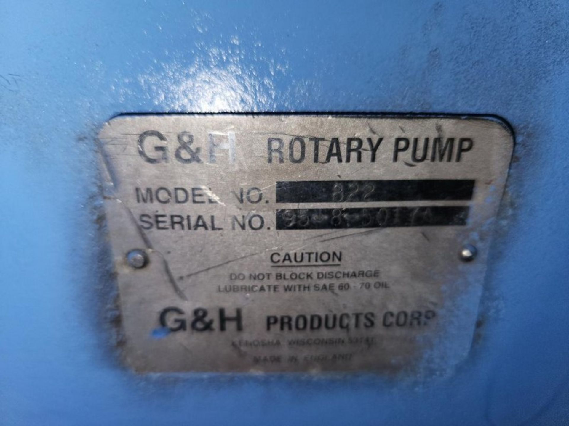 G & H (Alfa Laval) 7.5 hp 4" S/S Sanitary Positive Displacement Pump, Model 822, S/N 95-8-50174 with - Image 6 of 15