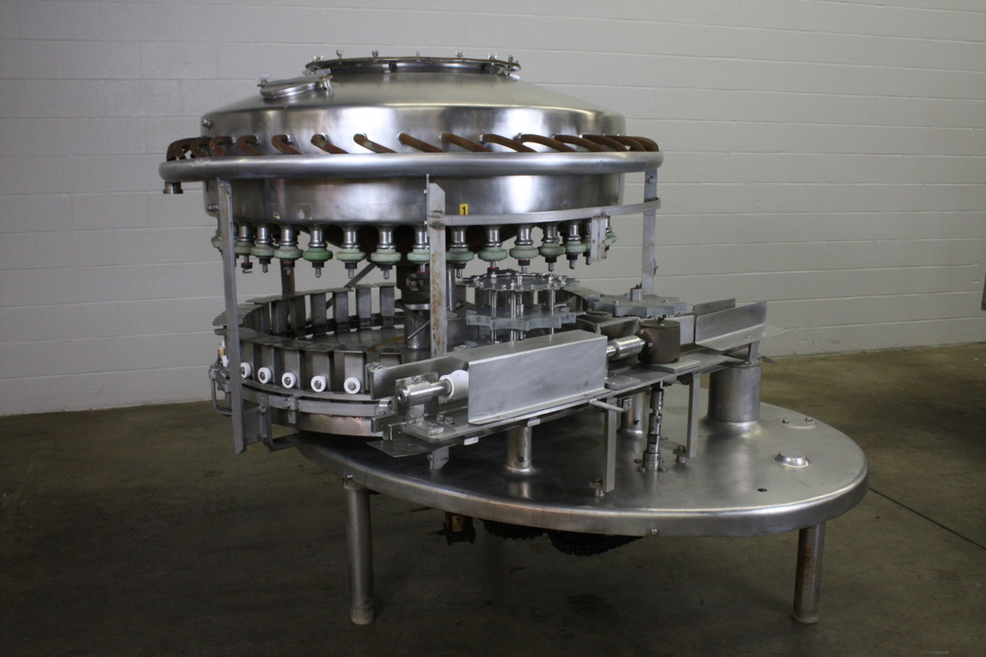 Franz 40-Valve Graveity S/S Rotary Filler with 48" Pitch Dia., 4-1/2" Valve Centers, 1/2" Center