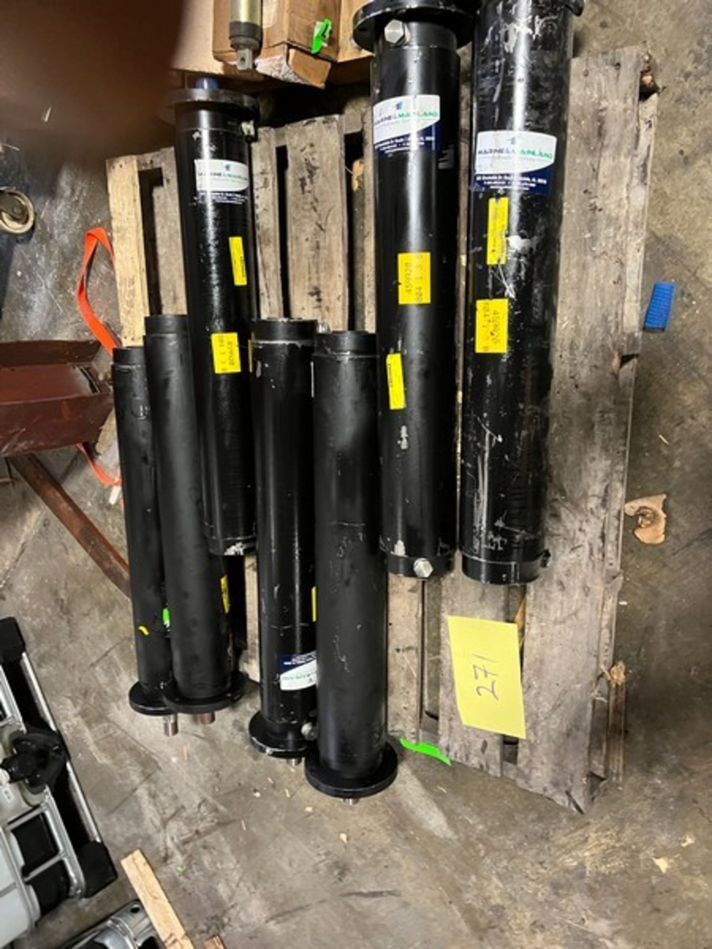 One Lot Seven Hydraulic Cylinders 5" x 32" (RIGGING INCLDED WITH SALE PRICE) --Loading Fee $45.