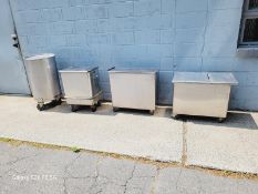 Lot of (4) S/S Portable Tanks on Casters Tank #1 - Aprox. 29" L x 18" W x 19" Deep; Tank #2 -