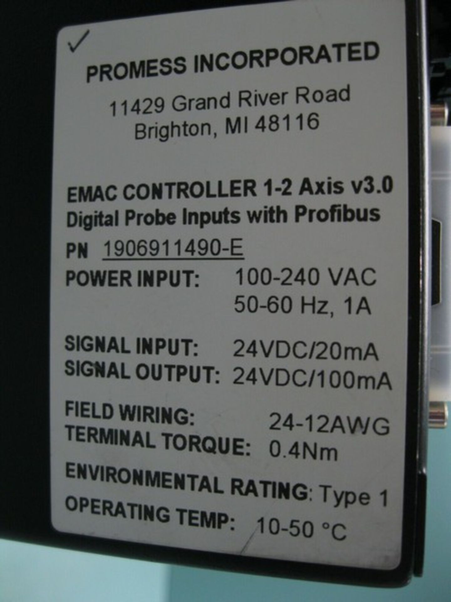 Promess 1906911490-E EMAC Controller 1-2 Axis v3.0 (NOTE: Packing and Palletizing Can Be Provided - Image 4 of 4