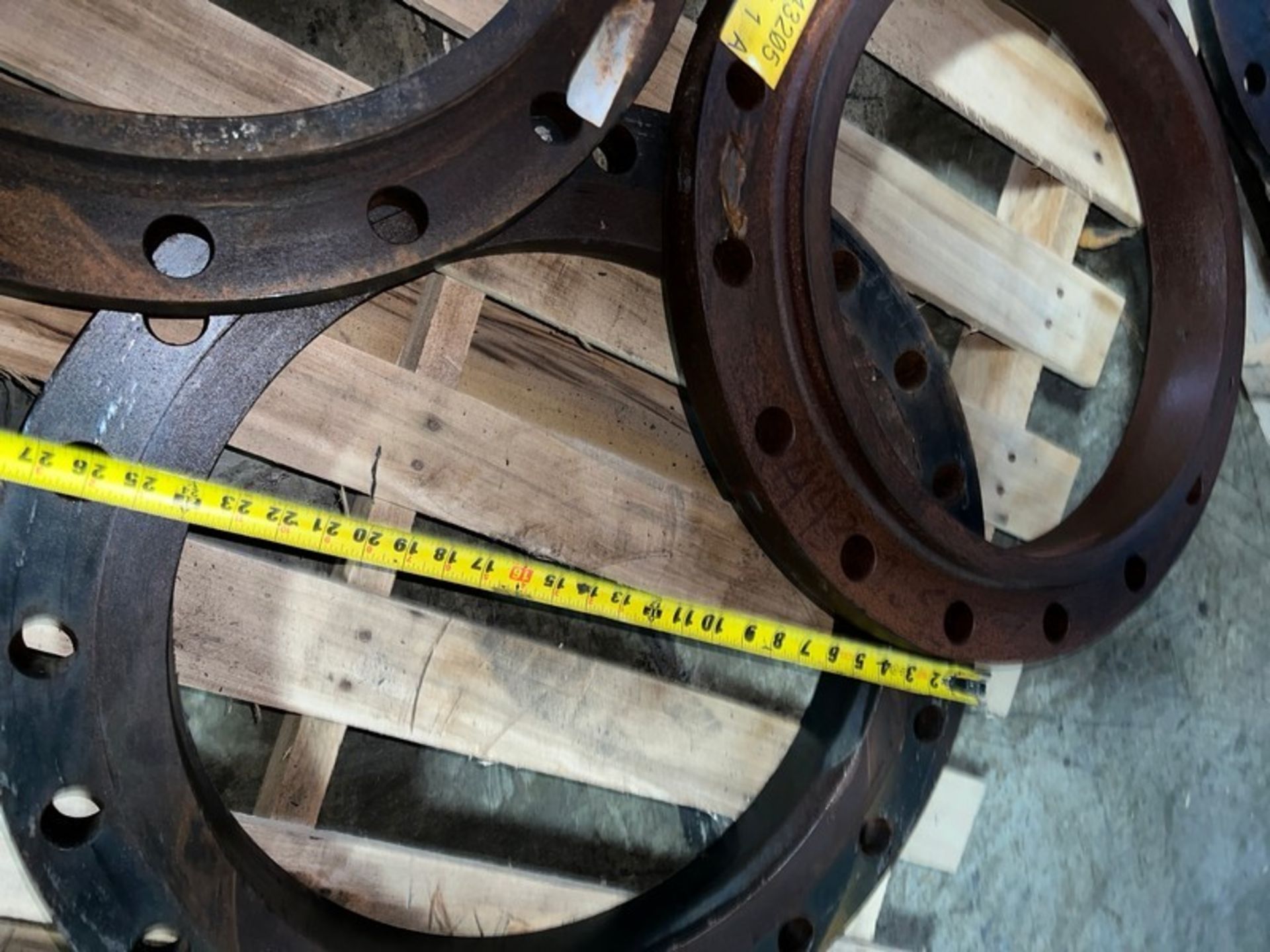 One Lot 3 Iron Pipe Flanges 25" OD, 18" ID, 12 Bolt Holes (RIGGING INCLDED WITH SALE PRICE) -- - Image 2 of 8