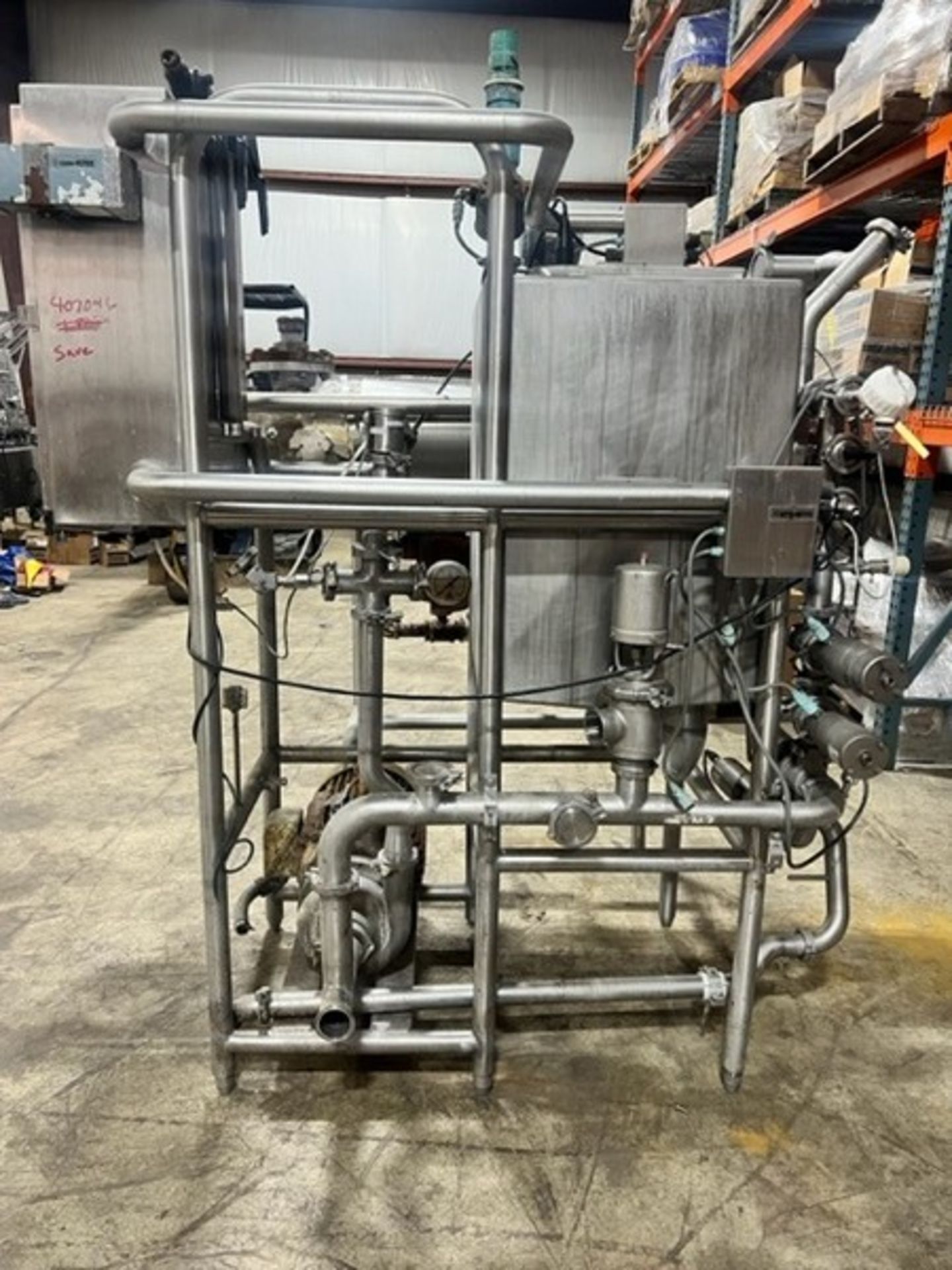 Aprox. 60 Gal. CIP Skid with Valving, Ampco 20 hp Pump - 3520 RPM, Tubular Heat Exchanger, S/S - Image 2 of 9