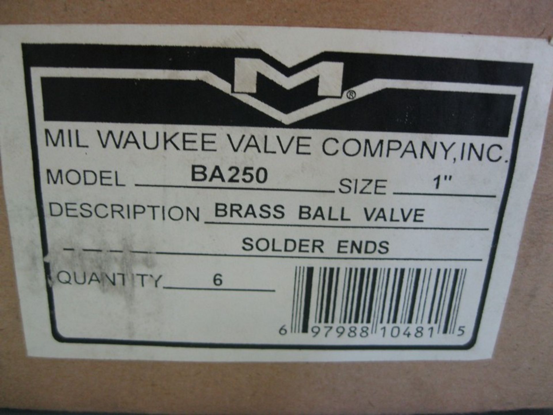 Lot (42) 1" Milwaukee Solder BA-250 400# WOG Brass Ball Valve NEW - Image 2 of 9