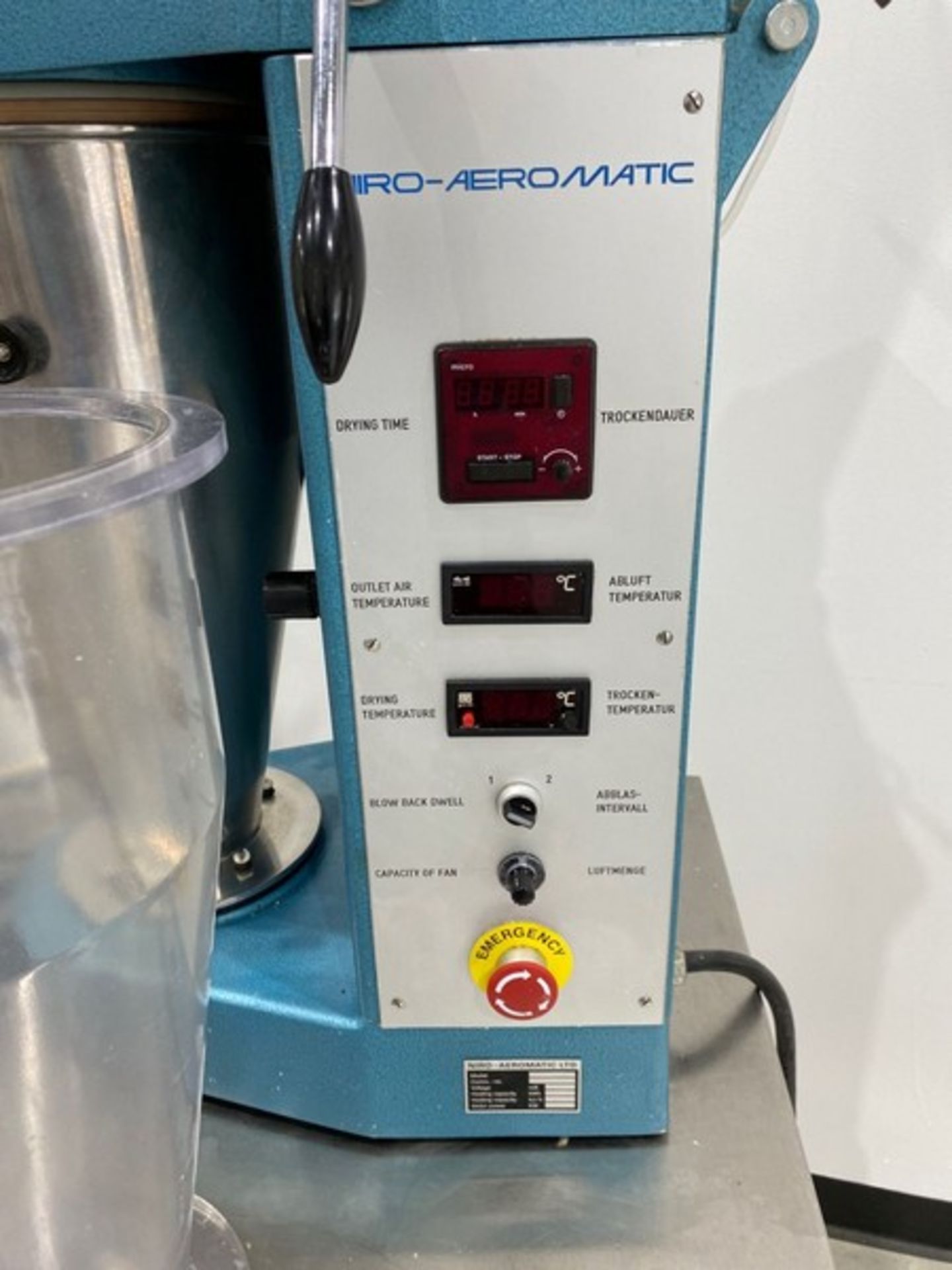 Aeromatic Strea1 Fluid Bed Dryer. Serial: 94900250, Unit comes with 4 bowls, 3 Acrylic, 1 - Image 6 of 7